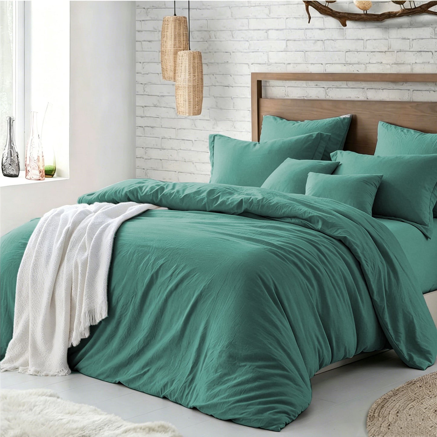 Hotel Soft Microfiber Duvet Cover Set-2000TC Quilt Cover Set & Pillowcases -1 Donna Cover Zipper Closure & 1 x Pillowcases-Breathable Bedding - Wrinkle, Fade, Stain Resistant(Biscay blue,Super King)