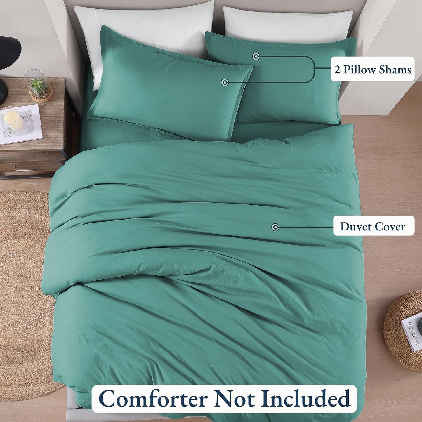 Hotel Soft Microfiber Duvet Cover Set-2000TC Quilt Cover Set & Pillowcases -1 Donna Cover Zipper Closure & 1 x Pillowcases-Breathable Bedding - Wrinkle, Fade, Stain Resistant(Biscay blue,Super King)