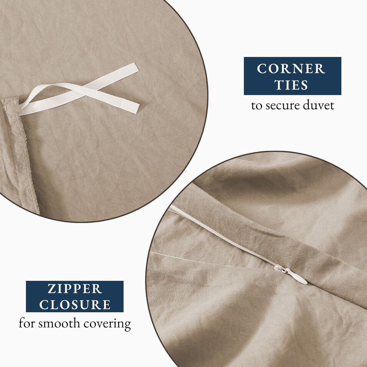 Hotel Soft Microfiber Duvet Cover Set-2000TC Quilt Cover Set & Pillowcases -1 Donna Cover Zipper Closure & 1 x Pillowcases-Breathable Bedding - Wrinkle, Fade, Stain Resistant(Camel Beige,Super King)