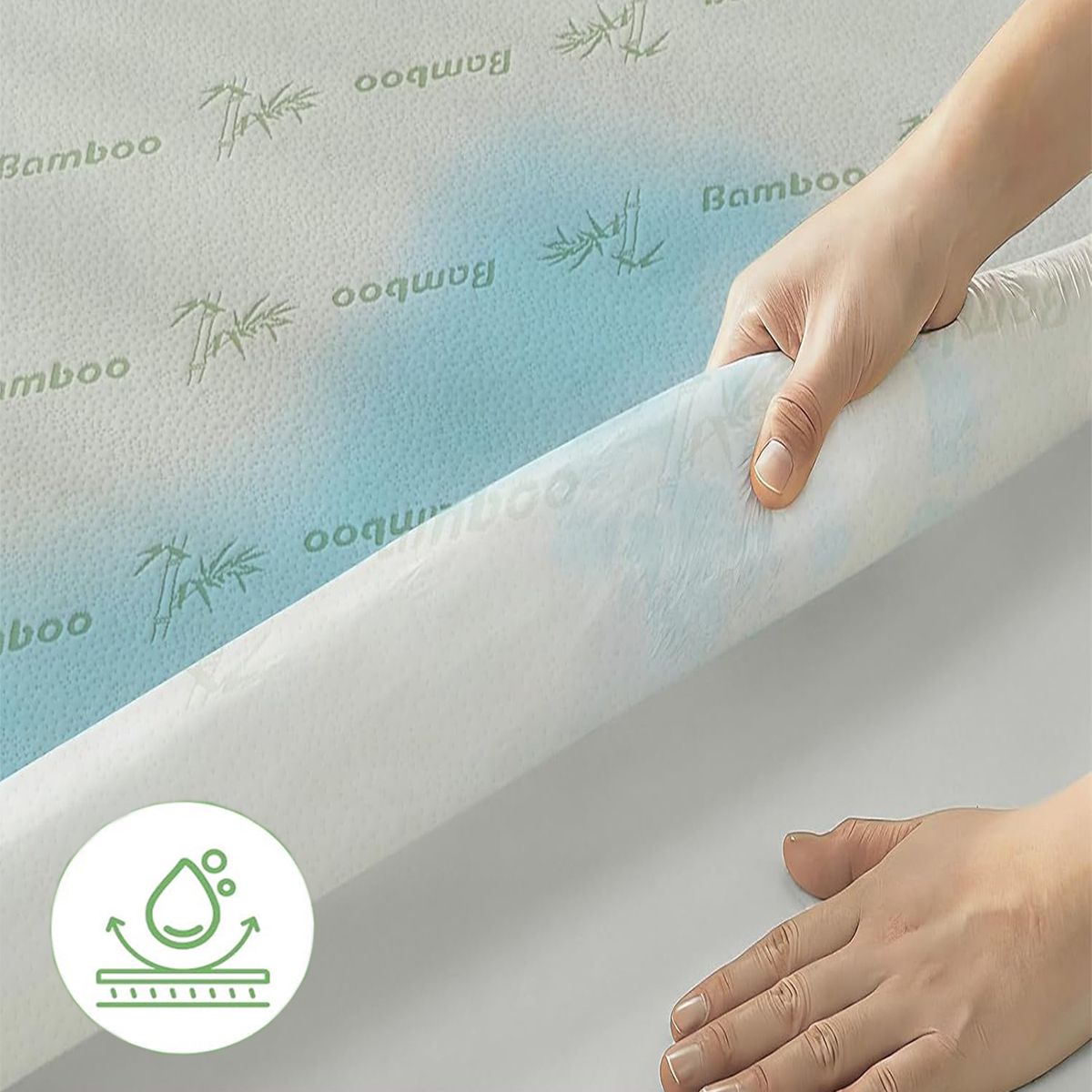 Bamboo Mattress Protector,Breathable Waterproof Mattress Cover,3D Air Fabric Cooling Bed Pad Cover, Deep Pocket 40cm(Double,Green)