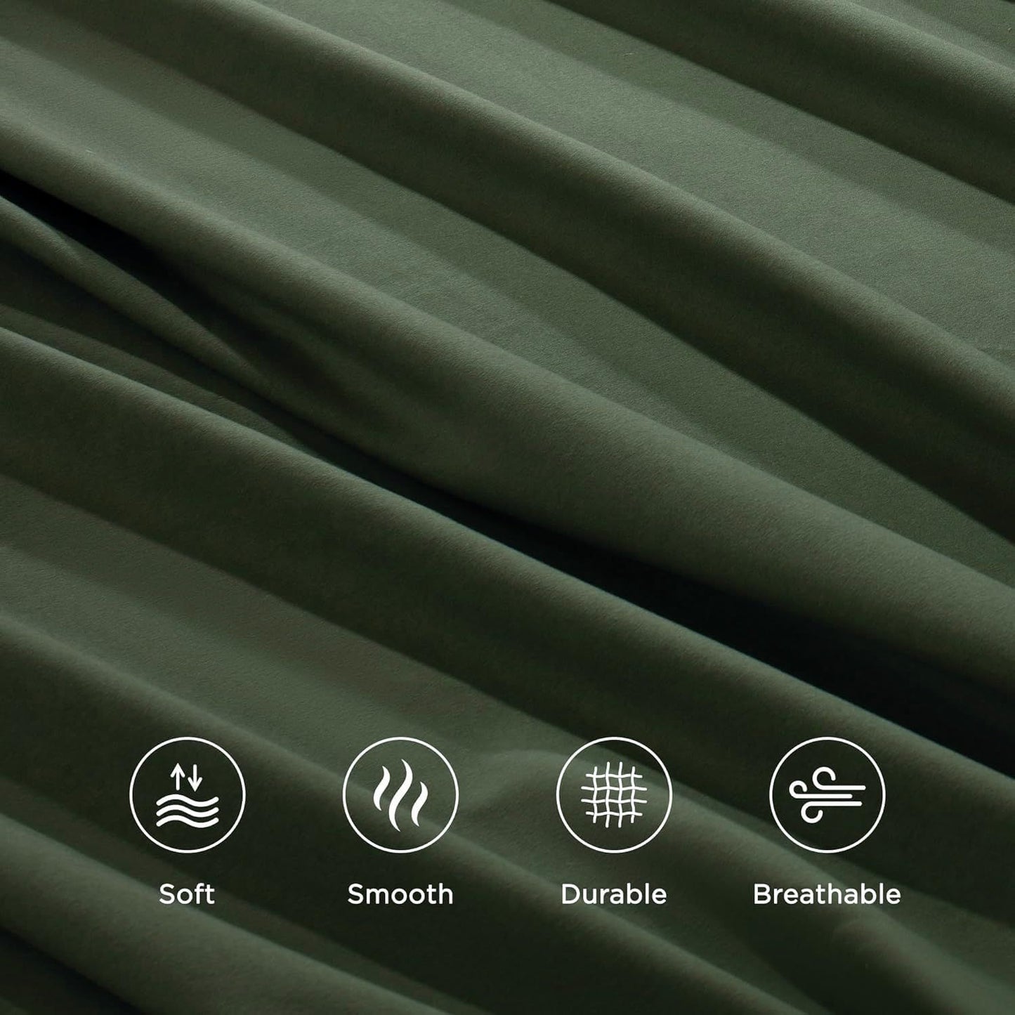 Hotel Quality Fitted Sheet - 1 Piece Fitted Sheet  -Breathable Bedding - Wrinkle, Fade, Stain Resistant- 16inch/40cm Deep Pocket Fitted Bed Sheet-Wrinkle and Fade Resistant,(Olive green,Double)