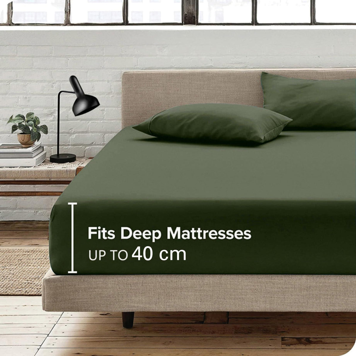 Hotel Quality Fitted Sheet - 1 Piece Fitted Sheet  -Breathable Bedding - Wrinkle, Fade, Stain Resistant- 16inch/40cm Deep Pocket Fitted Bed Sheet-Wrinkle and Fade Resistant,(Olive green,King)