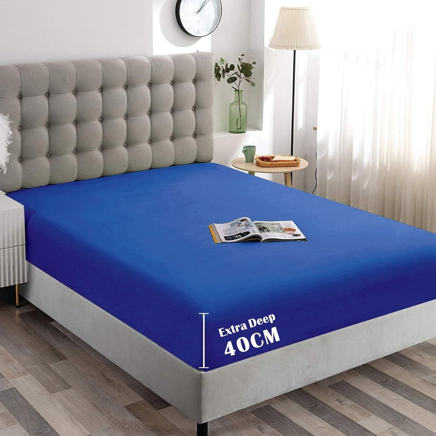 Hotel Quality Fitted Sheet - 1 Piece Fitted Sheet  -Breathable Bedding - Wrinkle, Fade, Stain Resistant- 16inch/40cm Deep Pocket Fitted Bed Sheet-Wrinkle and Fade Resistant,(Royal blue,King Single)