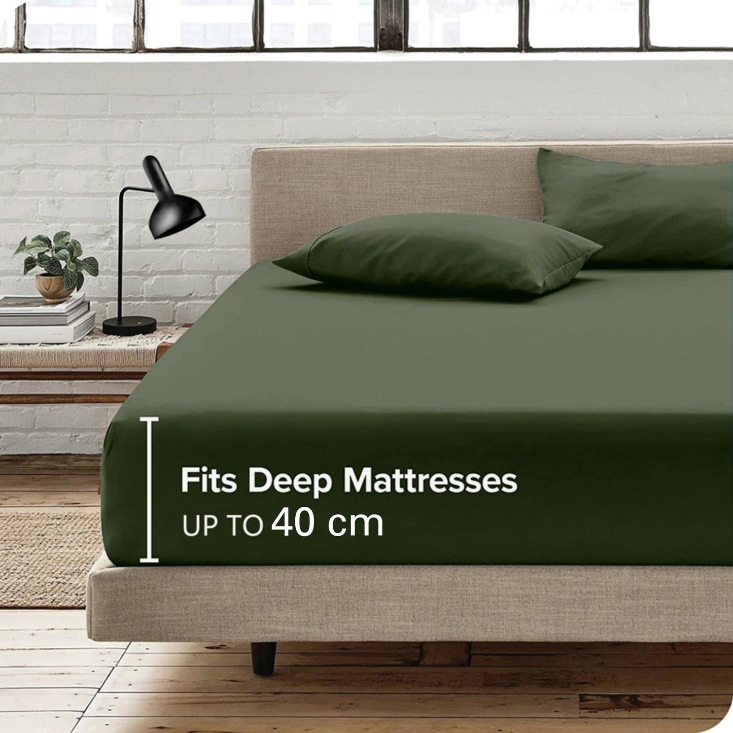 Hotel Quality Fitted Sheet - 1 Piece Fitted Sheet  -Breathable Bedding - Wrinkle, Fade, Stain Resistant- 16inch/40cm Deep Pocket Fitted Bed Sheet-Wrinkle and Fade Resistant,(Olive green,King Single)