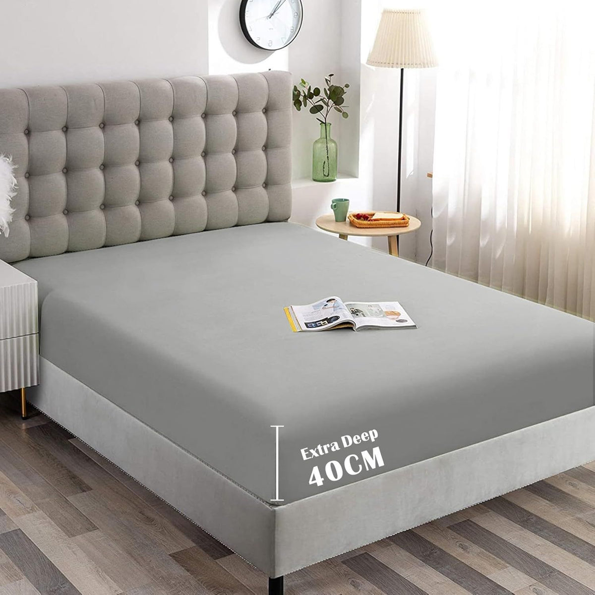 Hotel Quality Fitted Sheet - 1 Piece Fitted Sheet  -Breathable Bedding - Wrinkle, Fade, Stain Resistant- 16inch/40cm Deep Pocket Fitted Bed Sheet-Wrinkle and Fade Resistant,(Silver-gray,King Single)
