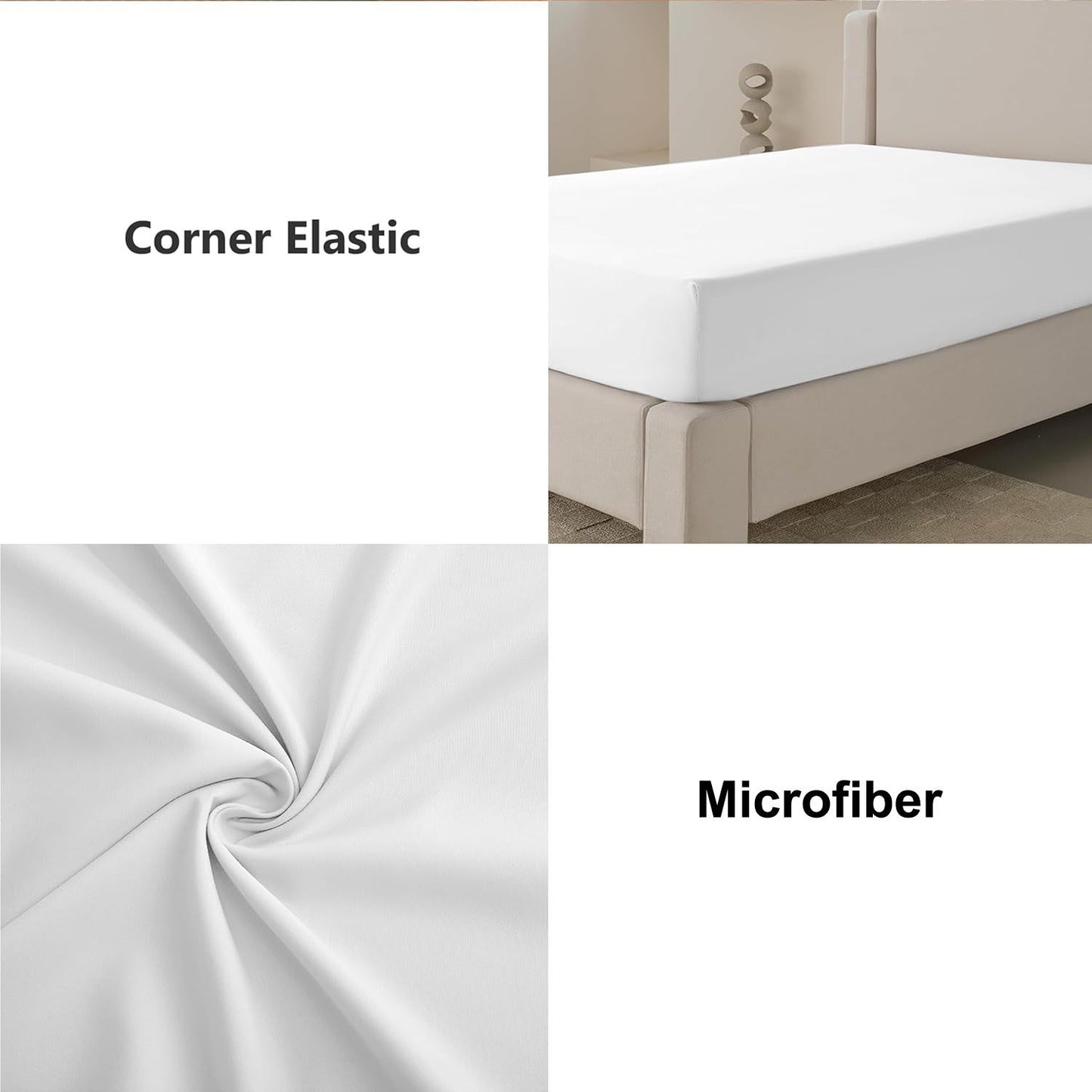 Hotel Quality Fitted Sheet - 1 Piece Fitted Sheet  -Breathable Bedding - Wrinkle, Fade, Stain Resistant- 16inch/40cm Deep Pocket Fitted Bed Sheet-Wrinkle and Fade Resistant,(White,Single)