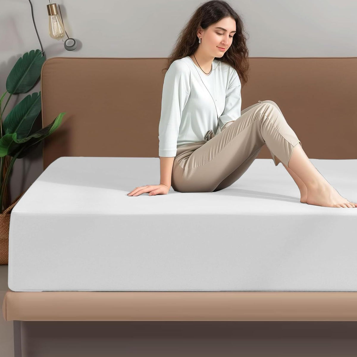 Hotel Quality Fitted Sheet - 1 Piece Fitted Sheet  -Breathable Bedding - Wrinkle, Fade, Stain Resistant- 16inch/40cm Deep Pocket Fitted Bed Sheet-Wrinkle and Fade Resistant,(White,Super King)