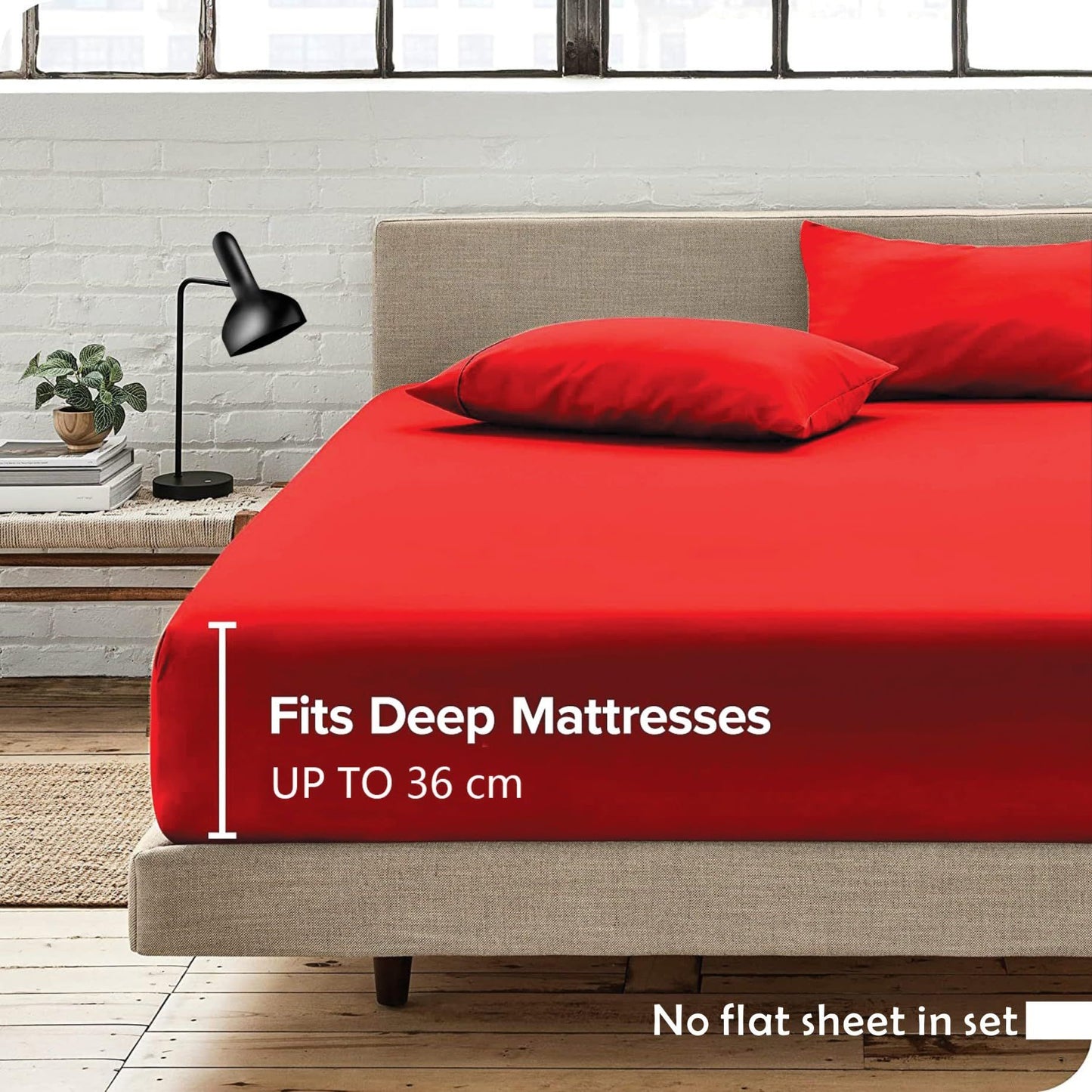 Hotel Quality Fitted Sheet - 1 Piece Fitted Sheet  -Breathable Bedding - Wrinkle, Fade, Stain Resistant- 16inch/40cm Deep Pocket Fitted Bed Sheet-Wrinkle and Fade Resistant,(Red,Super King)