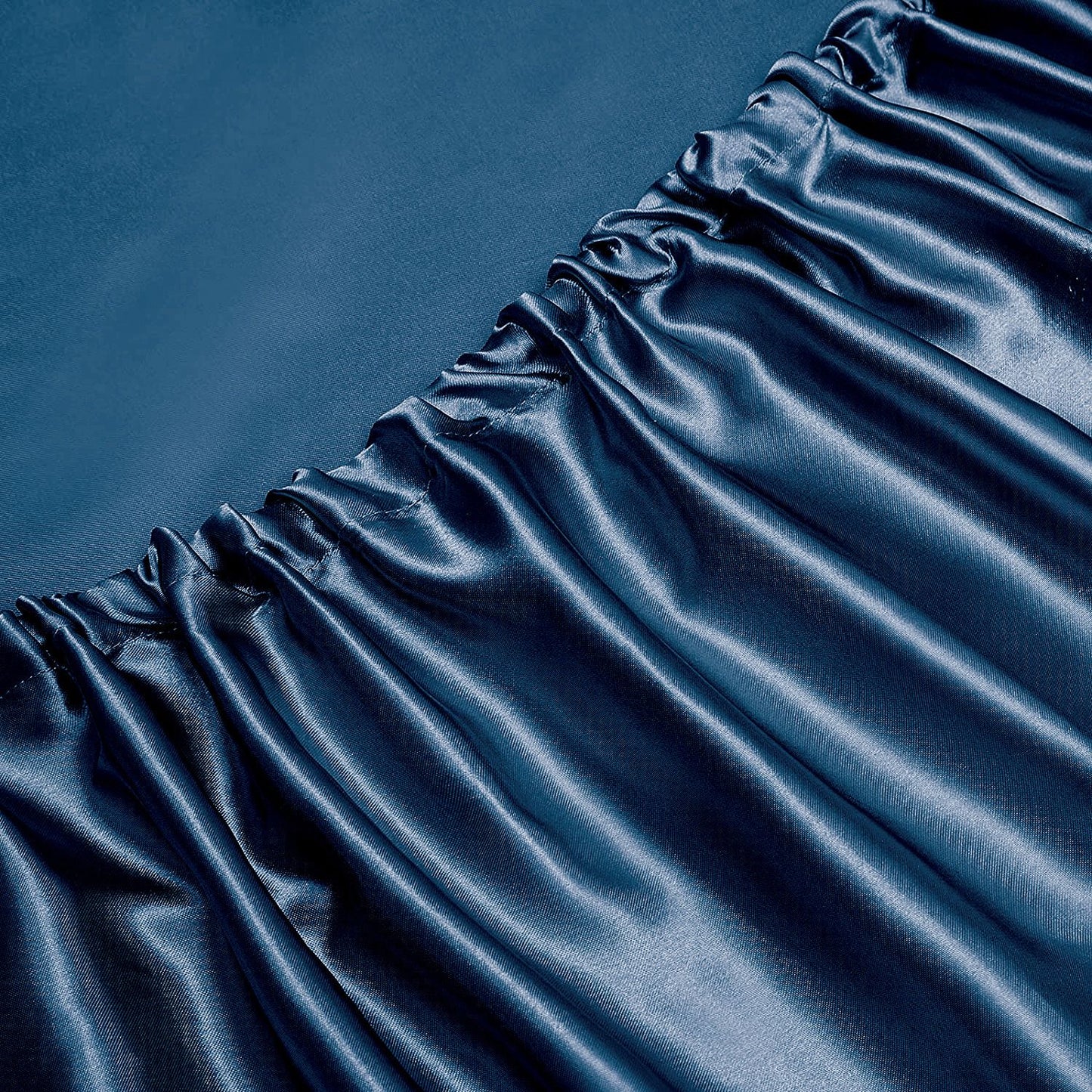 Art Silk Satin Sheet Set Hotel 4 Pieces Fitted/Flat Sheet Bedding Set-Luxury Soft Silky Sheets for Hair and Skin, Similar to Silk Bed Sheets Set 4 Pieces(King,Navy)