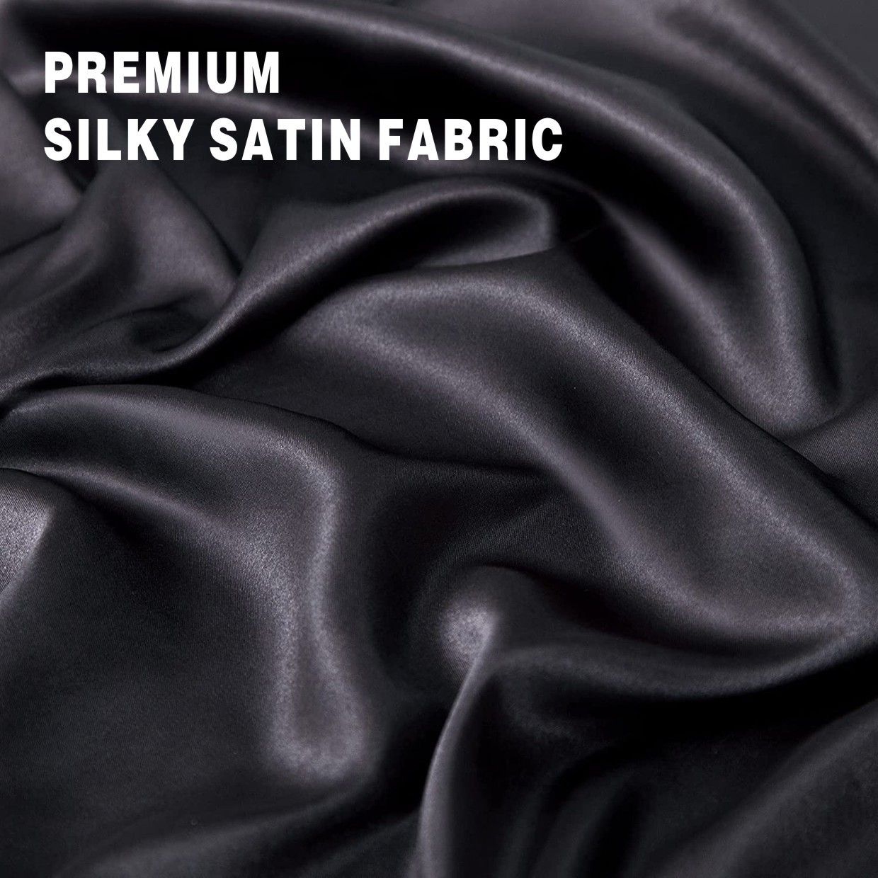Art Silk Satin Sheet Set Hotel 3 Pieces Fitted/Flat Sheet Bedding Set-Luxury Soft Silky Sheets for Hair and Skin, Similar to Silk Bed Sheets Set 3 Pieces(King Single,Black)