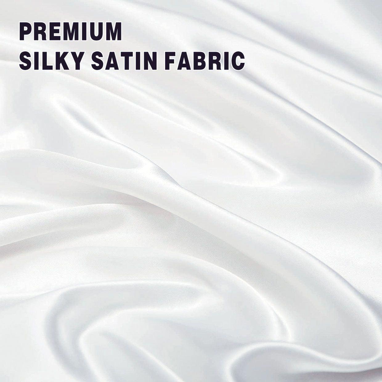 Art Silk Satin Sheet Set Hotel 4 Pieces Fitted/Flat Sheet Bedding Set-Luxury Soft Silky Sheets for Hair and Skin, Similar to Silk Bed Sheets Set 4 Pieces(Queen,White)