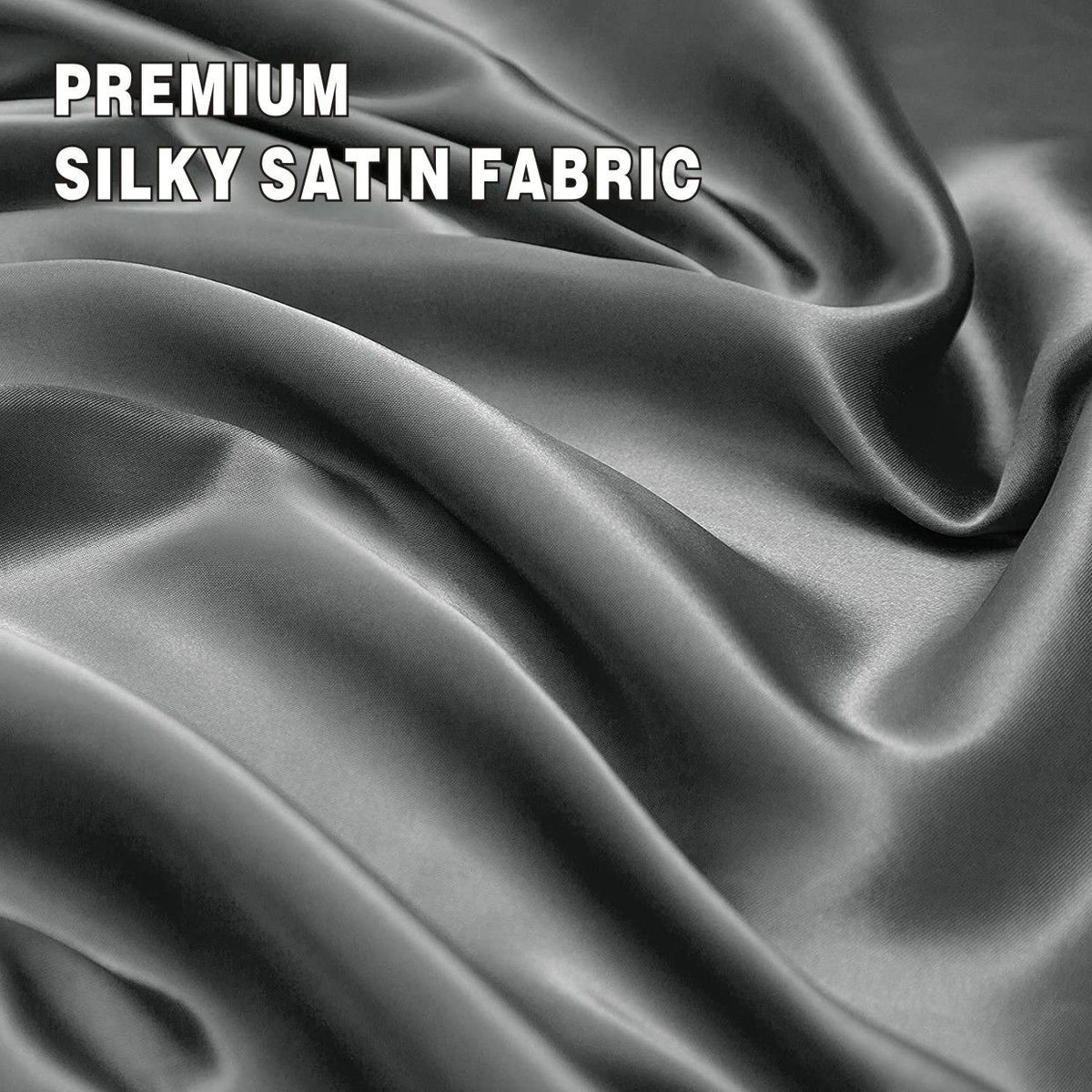 Art Silk Satin Sheet Set Hotel 4 Pieces Fitted/Flat Sheet Bedding Set-Luxury Soft Silky Sheets for Hair and Skin, Similar to Silk Bed Sheets Set 4 Pieces(Super King,Grey)