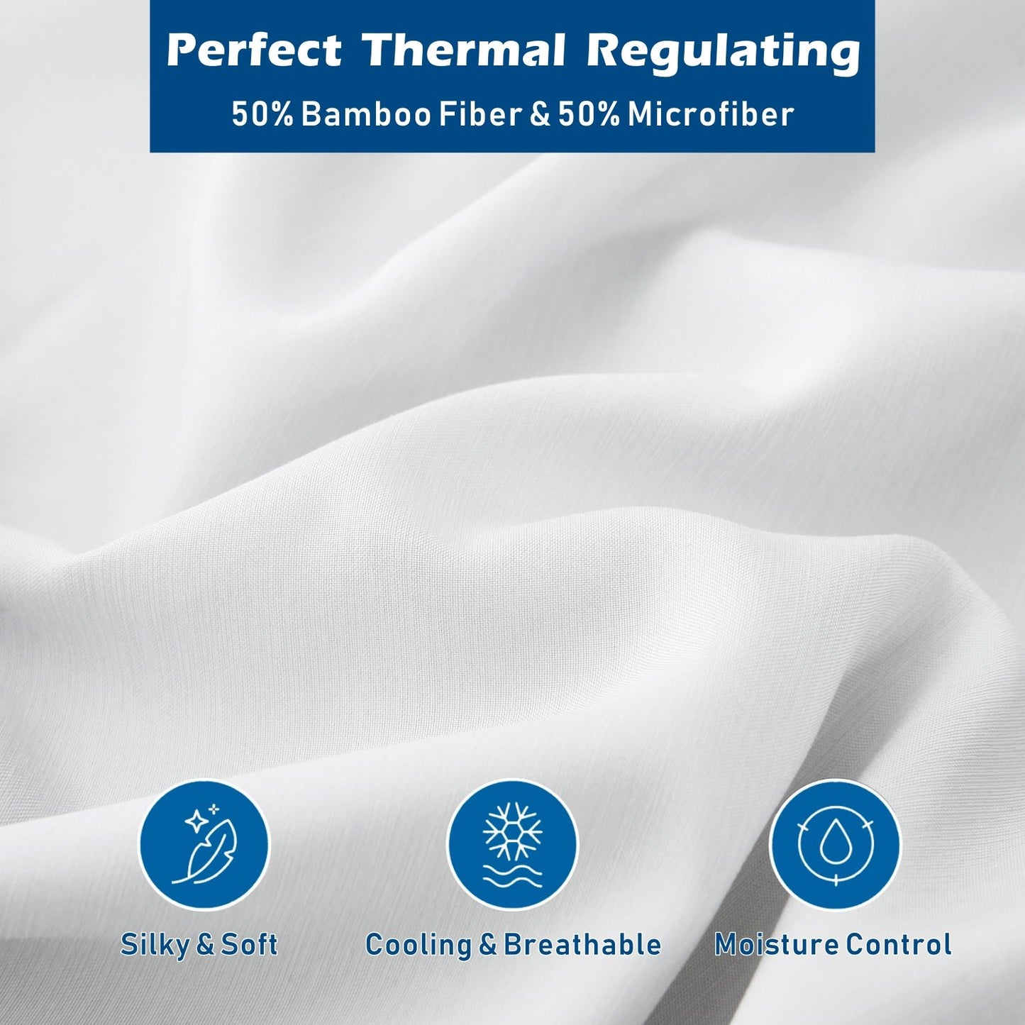 4 Piece Hotel Bamboo Cooling Sheet Set -Ultra Soft 2000TC Breathable Bed Sheets Set with 37 Centimetre Deep Pocket-Cooling Sheets for Hot Sleepers(White,Double)