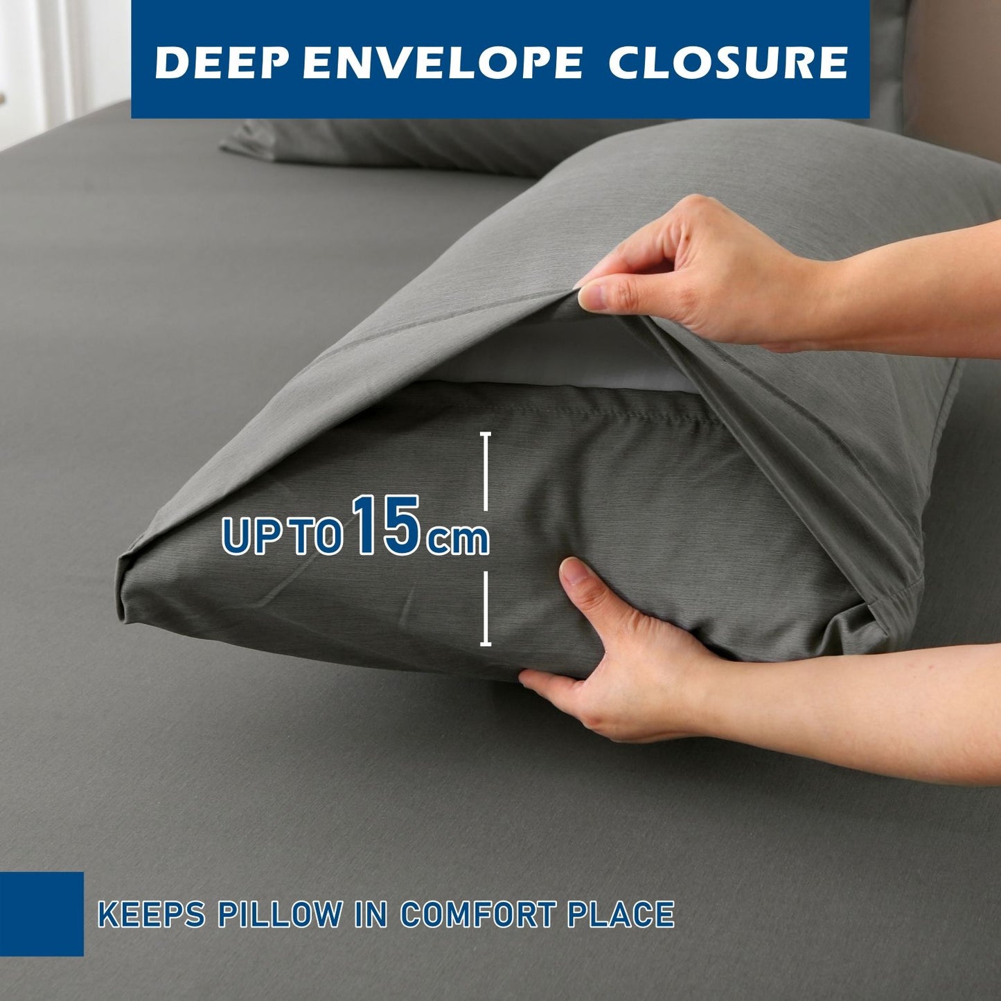 4 Piece Hotel Bamboo Cooling Sheet Set -Ultra Soft 2000TC Breathable Bed Sheets Set with 37 Centimetre Deep Pocket-Cooling Sheets for Hot Sleepers(Grey,Double)
