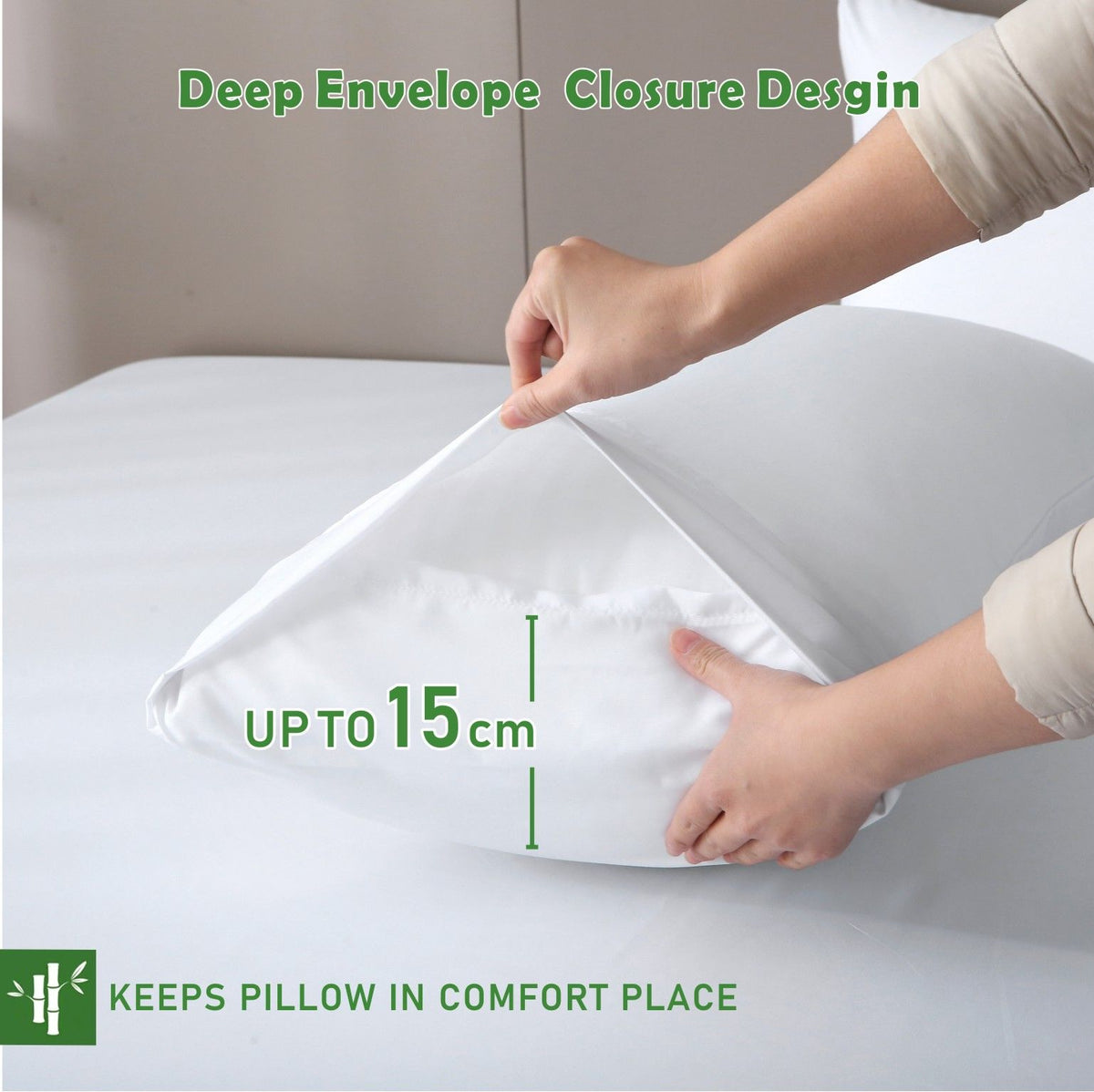 3 Piece Hotel Bamboo Cooling Fitted Sheet Set & Pillowcase -Ultra Soft 2000TC Breathable Fitted Bed Sheets Set with 37 Centimetre Deep Pocket-Cooling Sheets for Hot Sleepers(White,King)