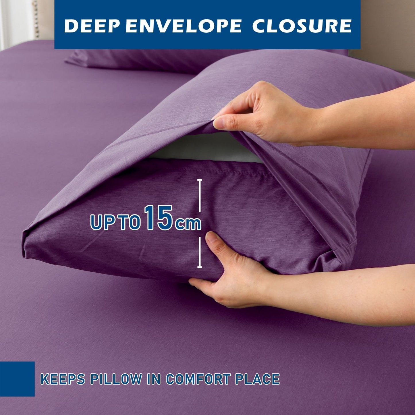 3 Piece Hotel Bamboo Cooling Sheet Set -Ultra Soft 2000TC Breathable Bed Sheets Set with 37 Centimetre Deep Pocket-Cooling Sheets for Hot Sleepers(Purple,Single)