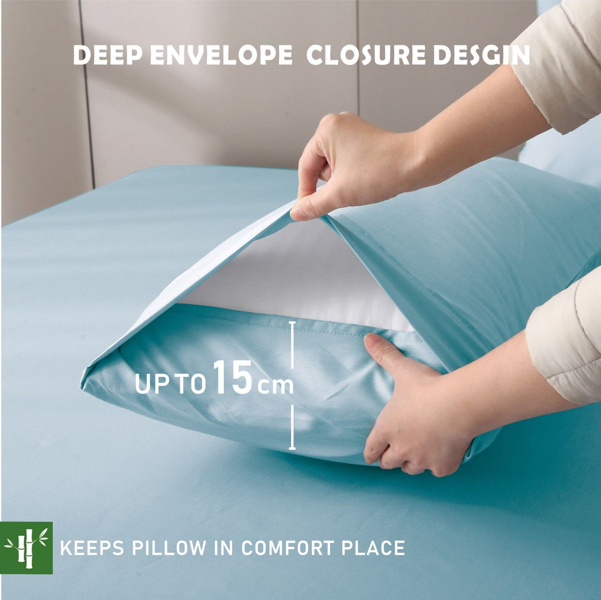 3 Piece Hotel Bamboo Cooling Fitted Sheet Set & Pillowcase -Ultra Soft 2000TC Breathable Fitted Bed Sheets Set with 37 Centimetre Deep Pocket-Cooling Sheets for Hot Sleepers(Sky Blue,Super King)