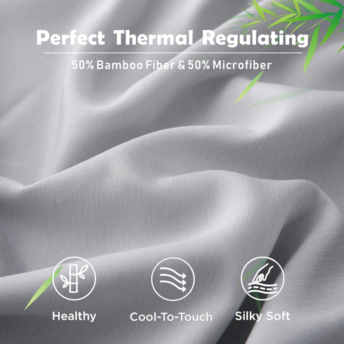 3 Piece Hotel Bamboo Cooling Fitted Sheet Set & Pillowcase -Ultra Soft 2000TC Breathable Fitted Bed Sheets Set with 37 Centimetre Deep Pocket-Cooling Sheets for Hot Sleepers(Silver-gray,Super King)
