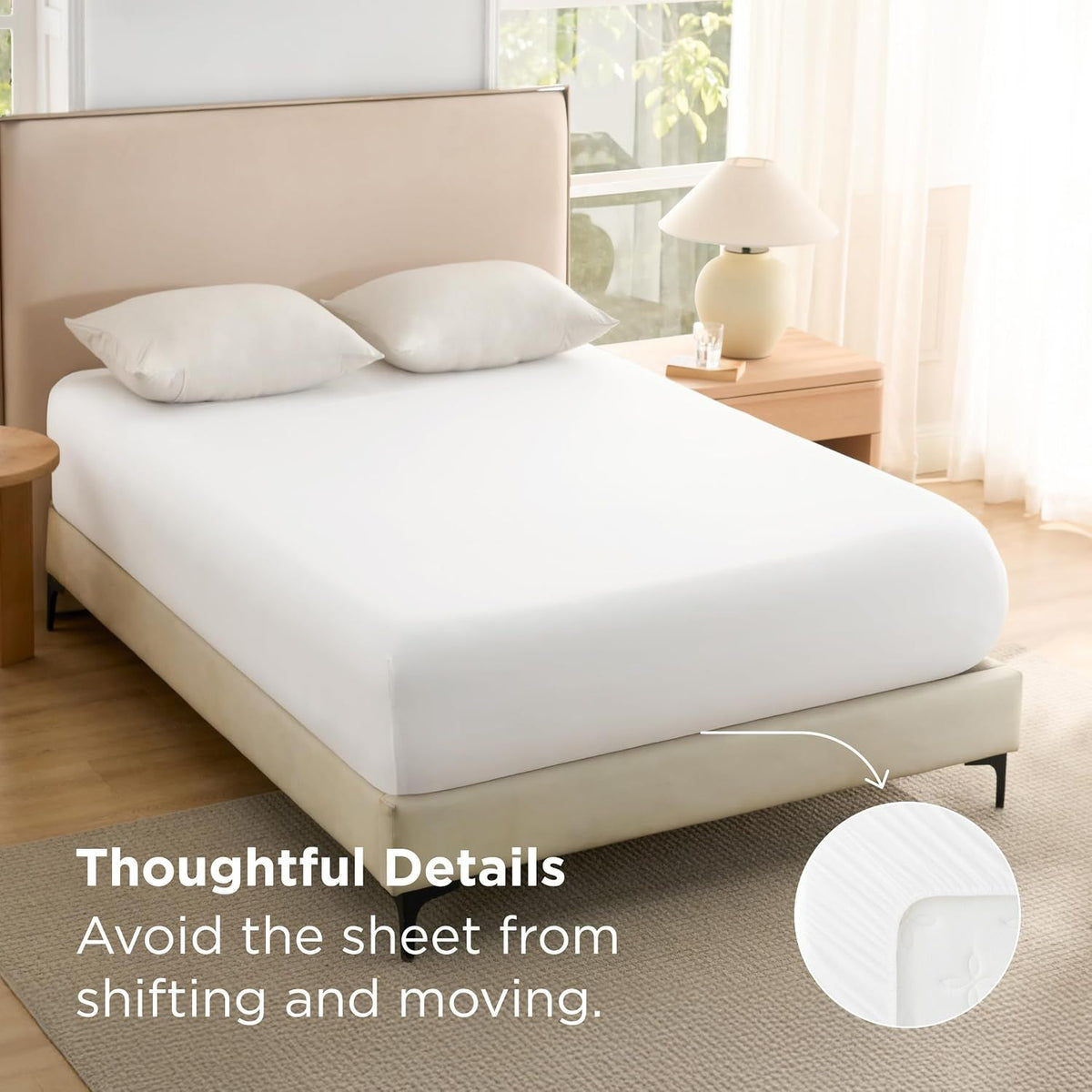 2000TC Hotel Quality Fitted Sheets - 2 Piece Fitted Sheets  -Breathable Bedding - Wrinkle, Fade, Stain Resistant- 16inch/40cm Deep Pocket Fitted Bed Sheets-Wrinkle and Fade Resistant,(White,King)