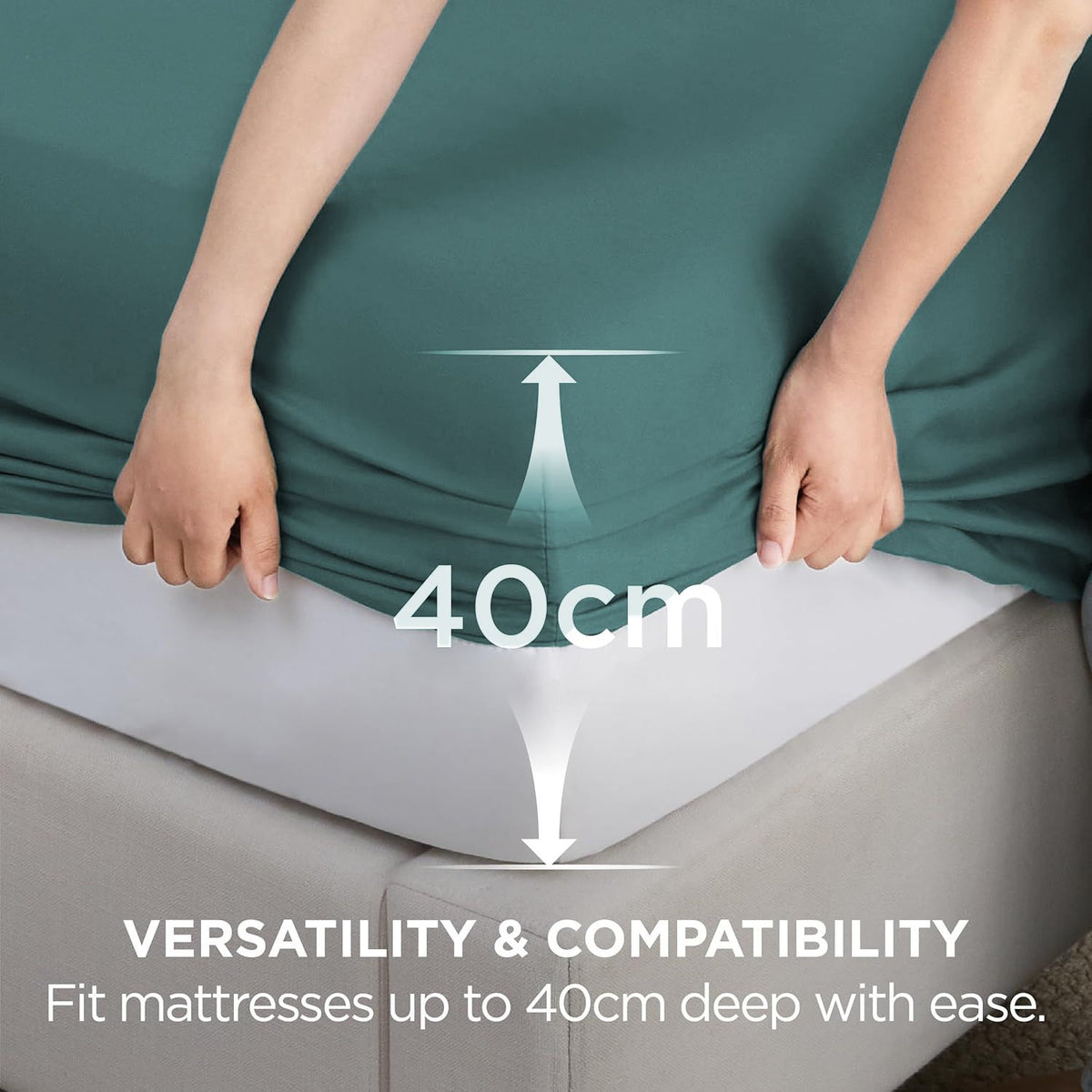 2000TC Hotel Quality Fitted Sheets - 2 Piece Fitted Sheets  -Breathable Bedding - Wrinkle, Fade, Stain Resistant- 16inch/40cm Deep Pocket Fitted Bed Sheets-Wrinkle and Fade Resistant,(Biscay blue,King Single)