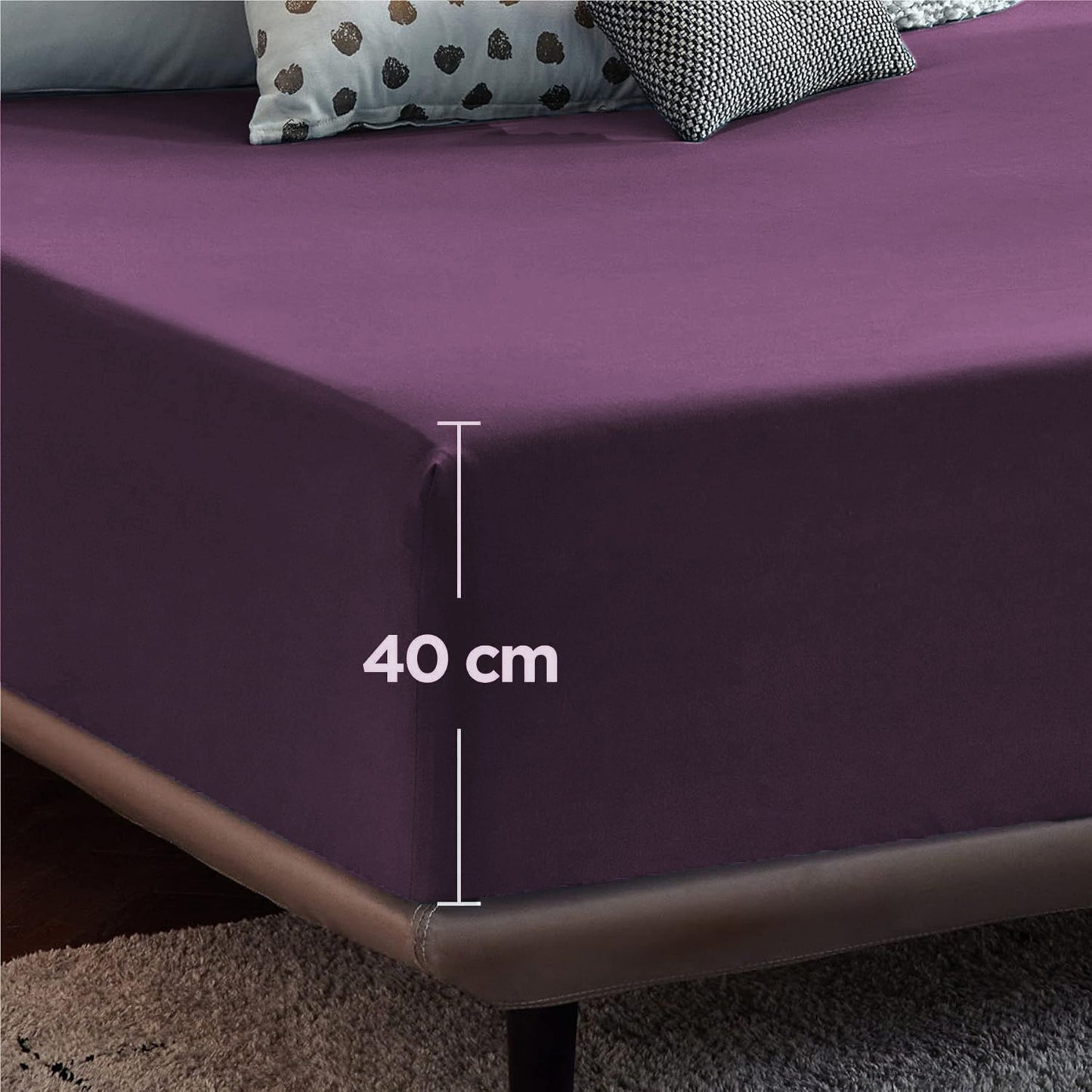 2000TC Hotel Quality Fitted Sheets - 2 Piece Fitted Sheets  -Breathable Bedding - Wrinkle, Fade, Stain Resistant- 16inch/40cm Deep Pocket Fitted Bed Sheets-Wrinkle and Fade Resistant,(Purple,Queen)