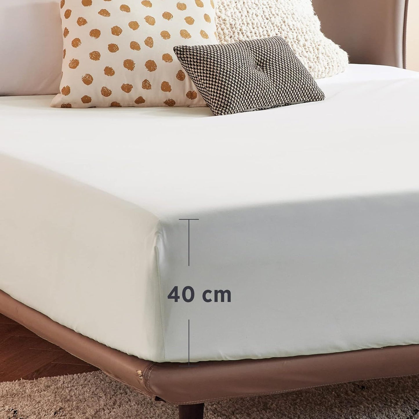 2000TC Hotel Quality Fitted Sheets - 2 Piece Fitted Sheets  -Breathable Bedding - Wrinkle, Fade, Stain Resistant- 16inch/40cm Deep Pocket Fitted Bed Sheets-Wrinkle and Fade Resistant,(White,Single)
