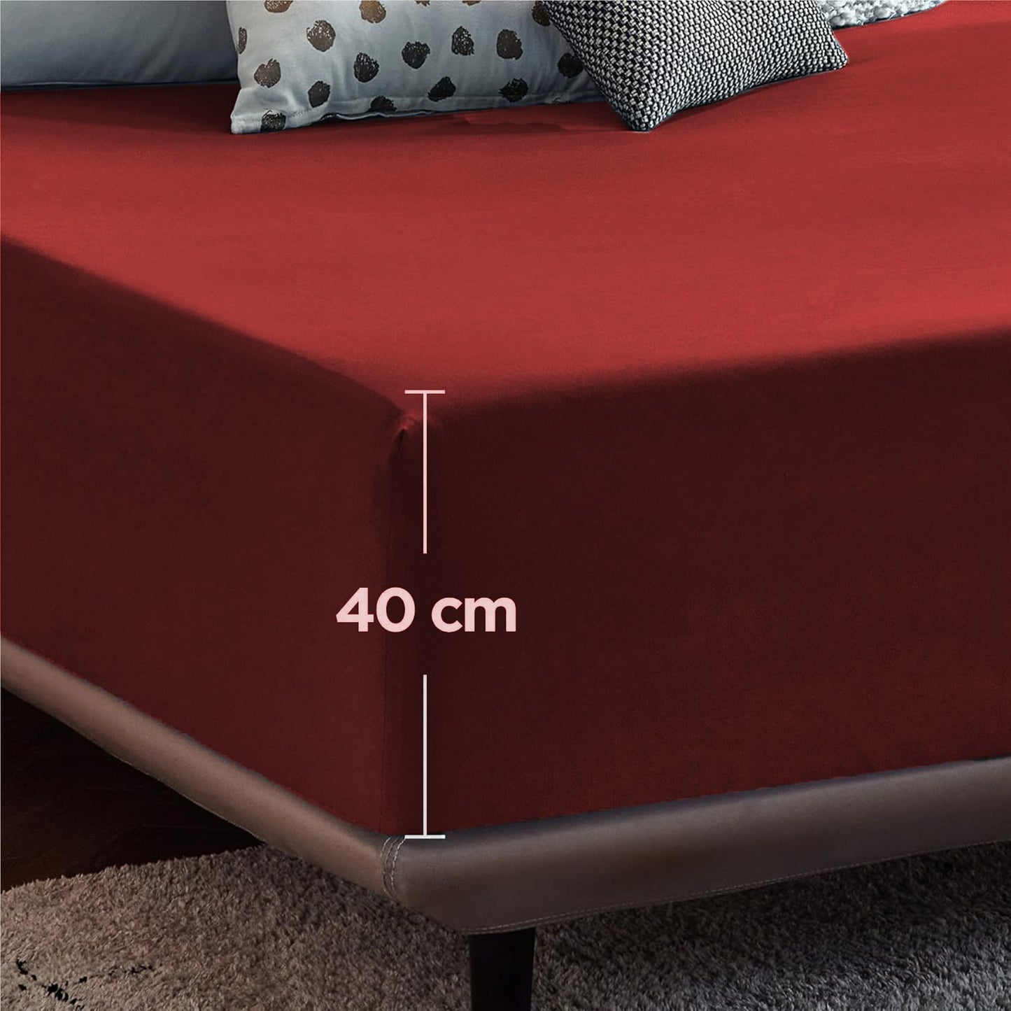 2000TC Hotel Quality Fitted Sheets - 2 Piece Fitted Sheets  -Breathable Bedding - Wrinkle, Fade, Stain Resistant- 16inch/40cm Deep Pocket Fitted Bed Sheets-Wrinkle and Fade Resistant,(Red,Single)