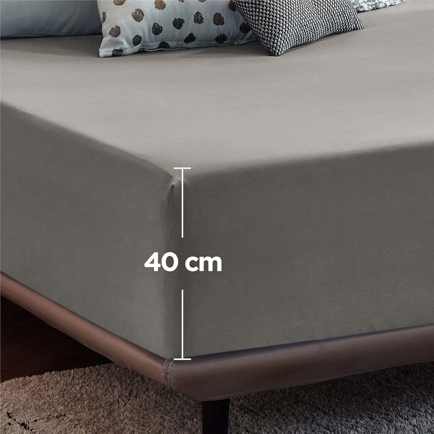 2000TC Hotel Quality Fitted Sheets - 2 Piece Fitted Sheets  -Breathable Bedding - Wrinkle, Fade, Stain Resistant- 16inch/40cm Deep Pocket Fitted Bed Sheets-Wrinkle and Fade Resistant,(Grey,Single)
