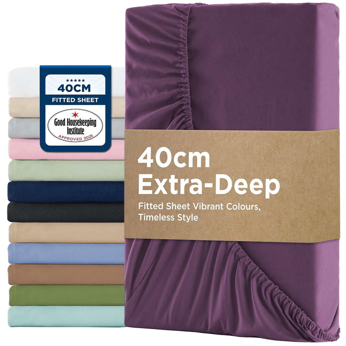 2000TC Hotel Quality Fitted Sheets - 2 Piece Fitted Sheets  -Breathable Bedding - Wrinkle, Fade, Stain Resistant- 16inch/40cm Deep Pocket Fitted Bed Sheets-Wrinkle and Fade Resistant,(Purple,Single)