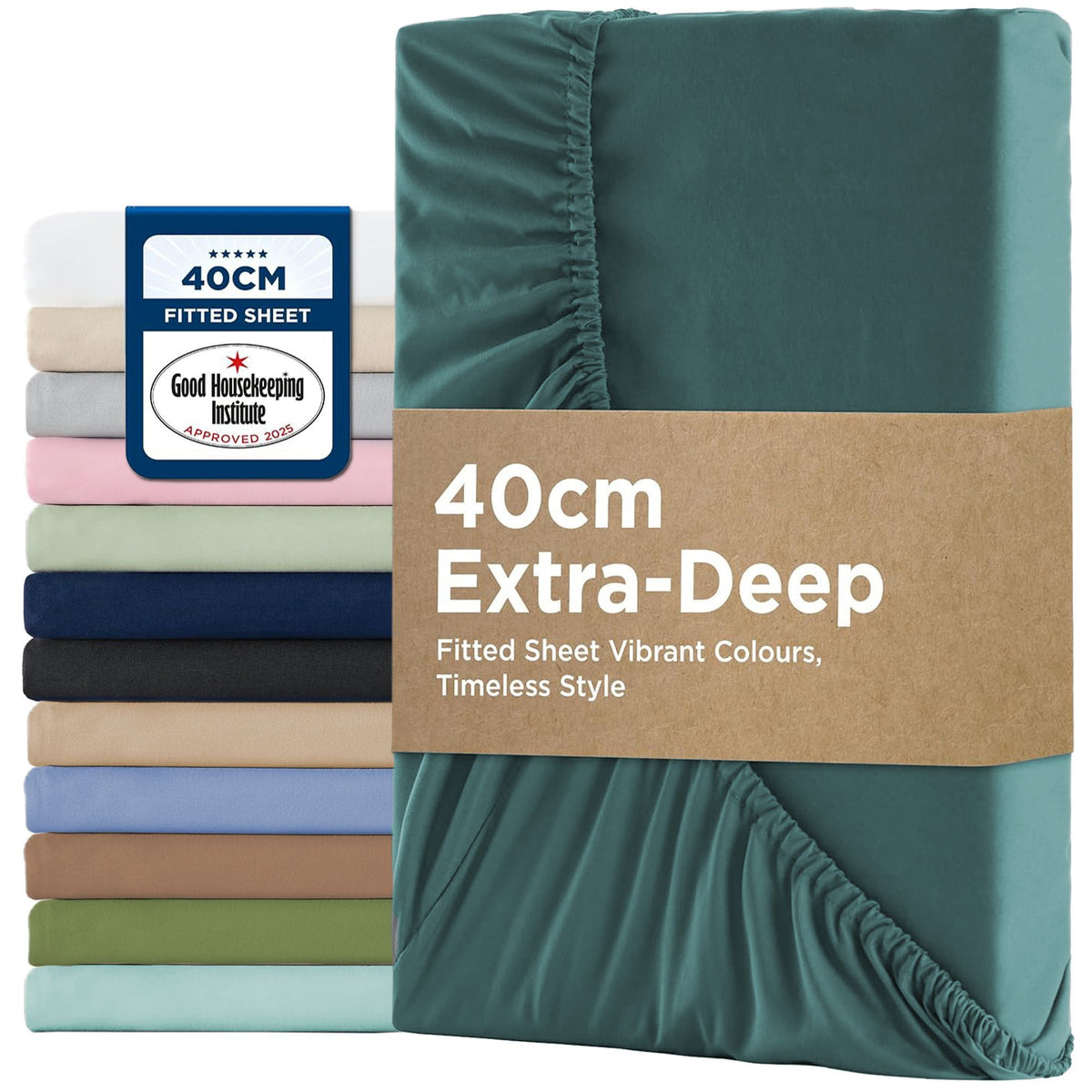 2000TC Hotel Quality Fitted Sheets - 2 Piece Fitted Sheets  -Breathable Bedding - Wrinkle, Fade, Stain Resistant- 16inch/40cm Deep Pocket Fitted Bed Sheets-Wrinkle and Fade Resistant,(Biscay blue,Super King)