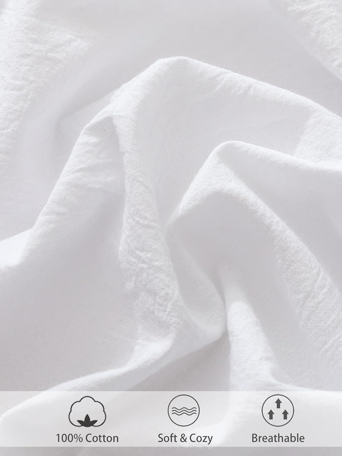 100% Cotton Fitted Sheet - Super Soft 40cm Deep Pocket Bottom Sheets - White Elastic Sheet（Super King,White)