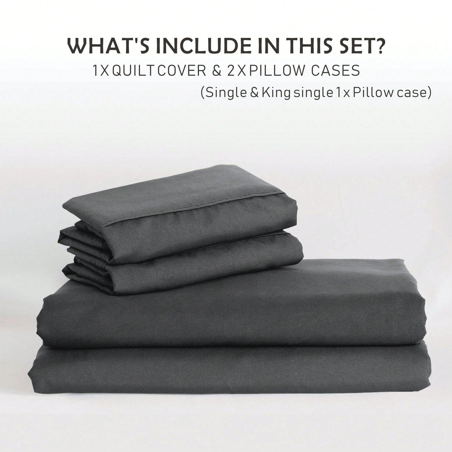 Hotel Soft Microfiber Duvet Cover Set-2000TC Quilt Cover Set & Pillowcases -1 Donna Cover Zipper Closure & 1 x Pillowcases-Breathable Bedding - Wrinkle, Fade, Stain Resistant(Dark gray,Double)