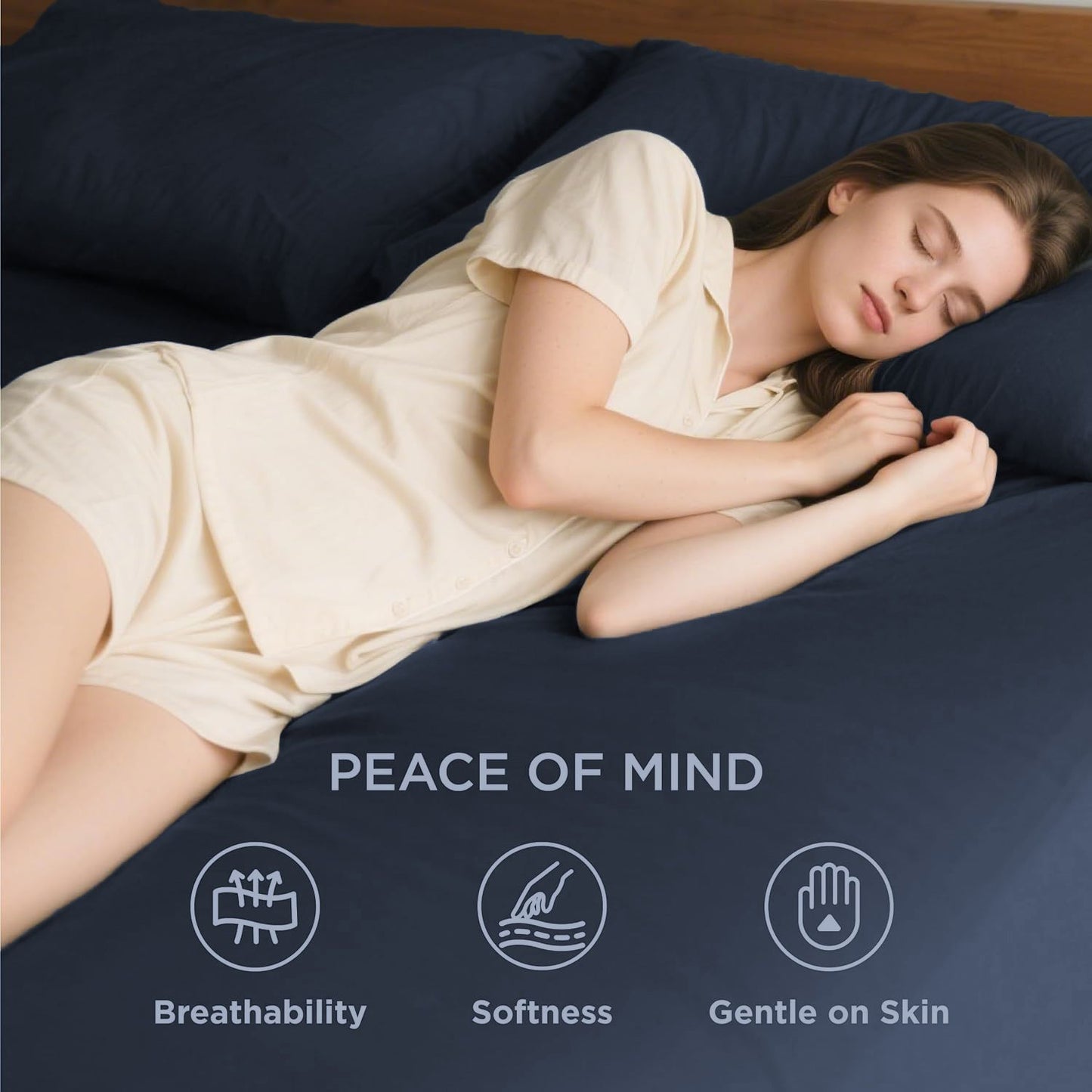 Hotel Soft Bed Sheet Set- Bedding Sheets & Pillowcases -Breathable Bedding - Wrinkle, Fade, Stain Resistant-Deep Pocket Flat Fitted Bed Sheet Set(Navy,Double)