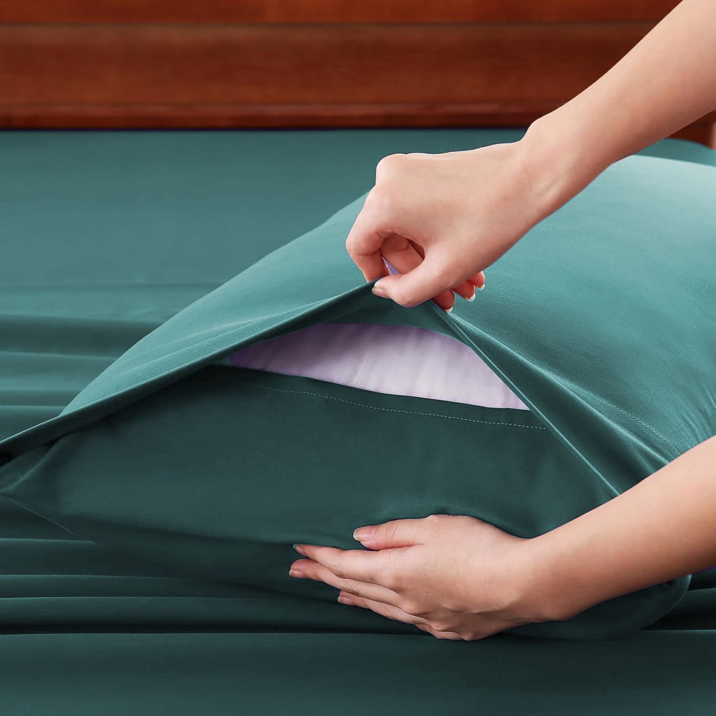 Hotel Soft Bed Sheet Set- Bedding Sheets & Pillowcases -Breathable Bedding - Wrinkle, Fade, Stain Resistant-Deep Pocket Flat Fitted Bed Sheet Set(Biscay blue,Double)