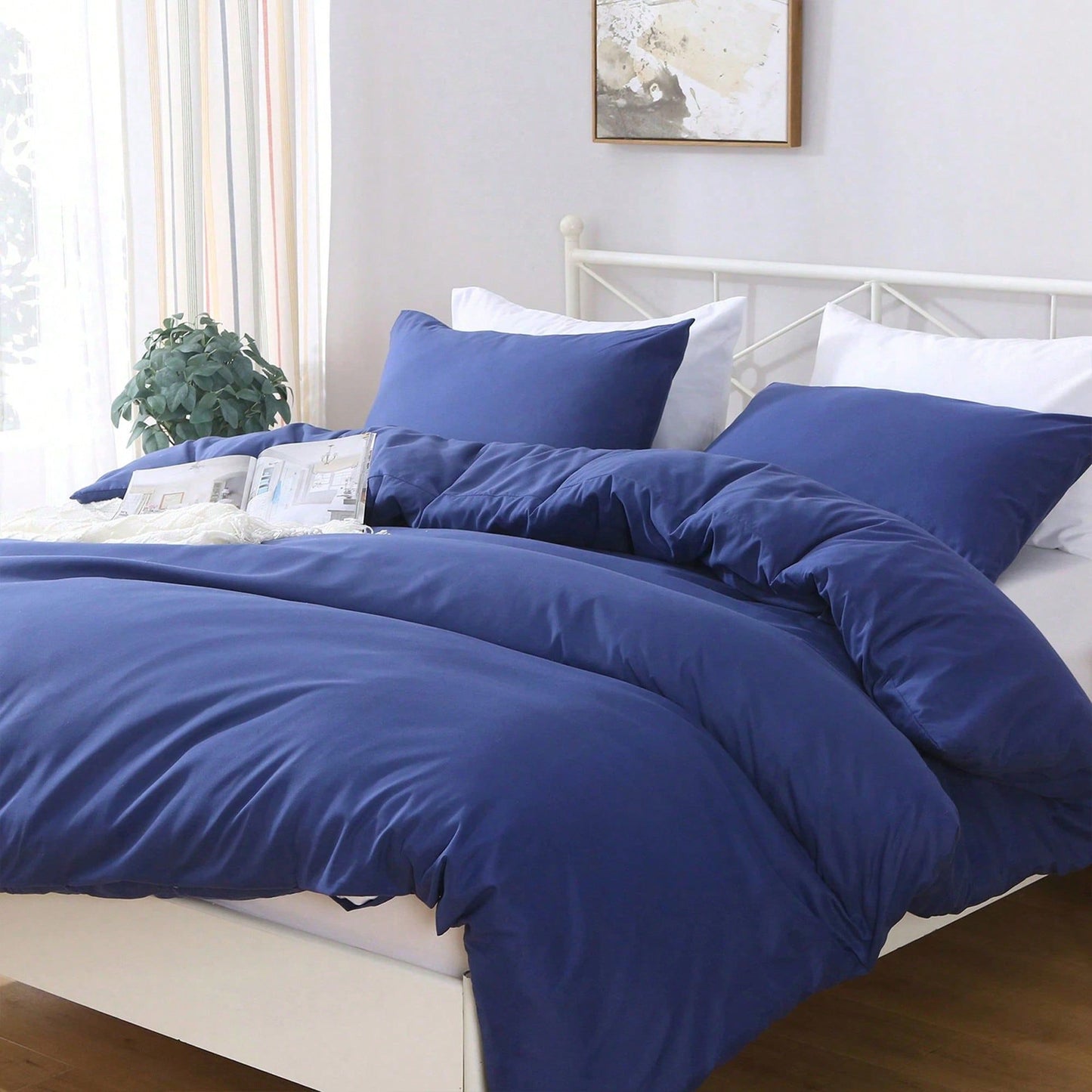 Hotel Soft Microfiber Duvet Cover Set-2000TC Quilt Cover Set & Pillowcases -1 Donna Cover Zipper Closure & 1 x Pillowcases-Breathable Bedding - Wrinkle, Fade, Stain Resistant(Royal blue,King)