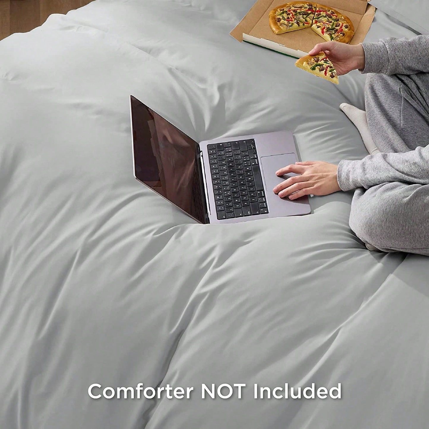 Hotel Soft Microfiber Duvet Cover Set-2000TC Quilt Cover Set & Pillowcases -1 Donna Cover Zipper Closure & 1 x Pillowcases-Breathable Bedding - Wrinkle, Fade, Stain Resistant(Silver-gray,King)