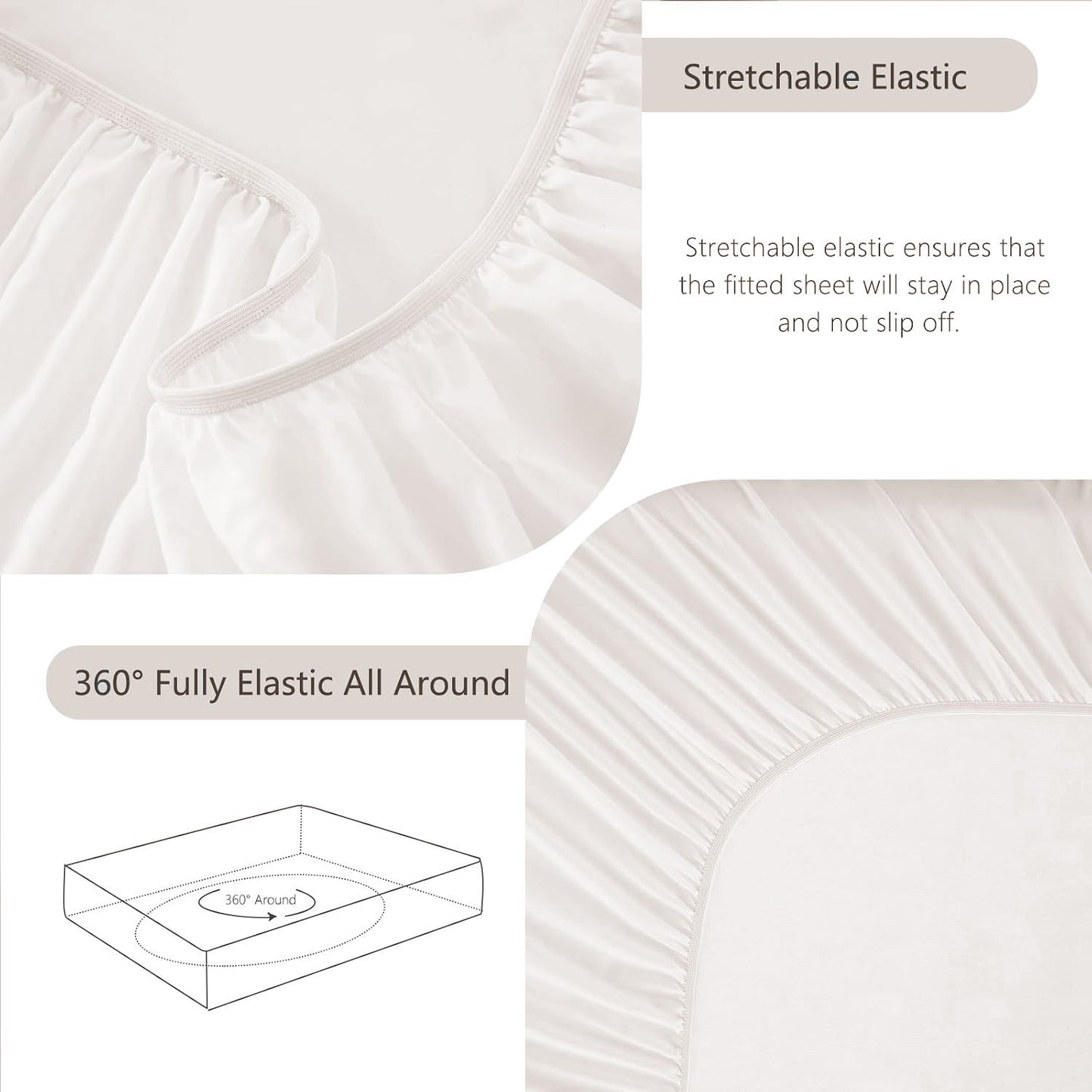 Hotel Soft Bed Sheet Set- Bedding Sheets & Pillowcases -Breathable Bedding - Wrinkle, Fade, Stain Resistant-Deep Pocket Flat Fitted Bed Sheet Set(White,King)