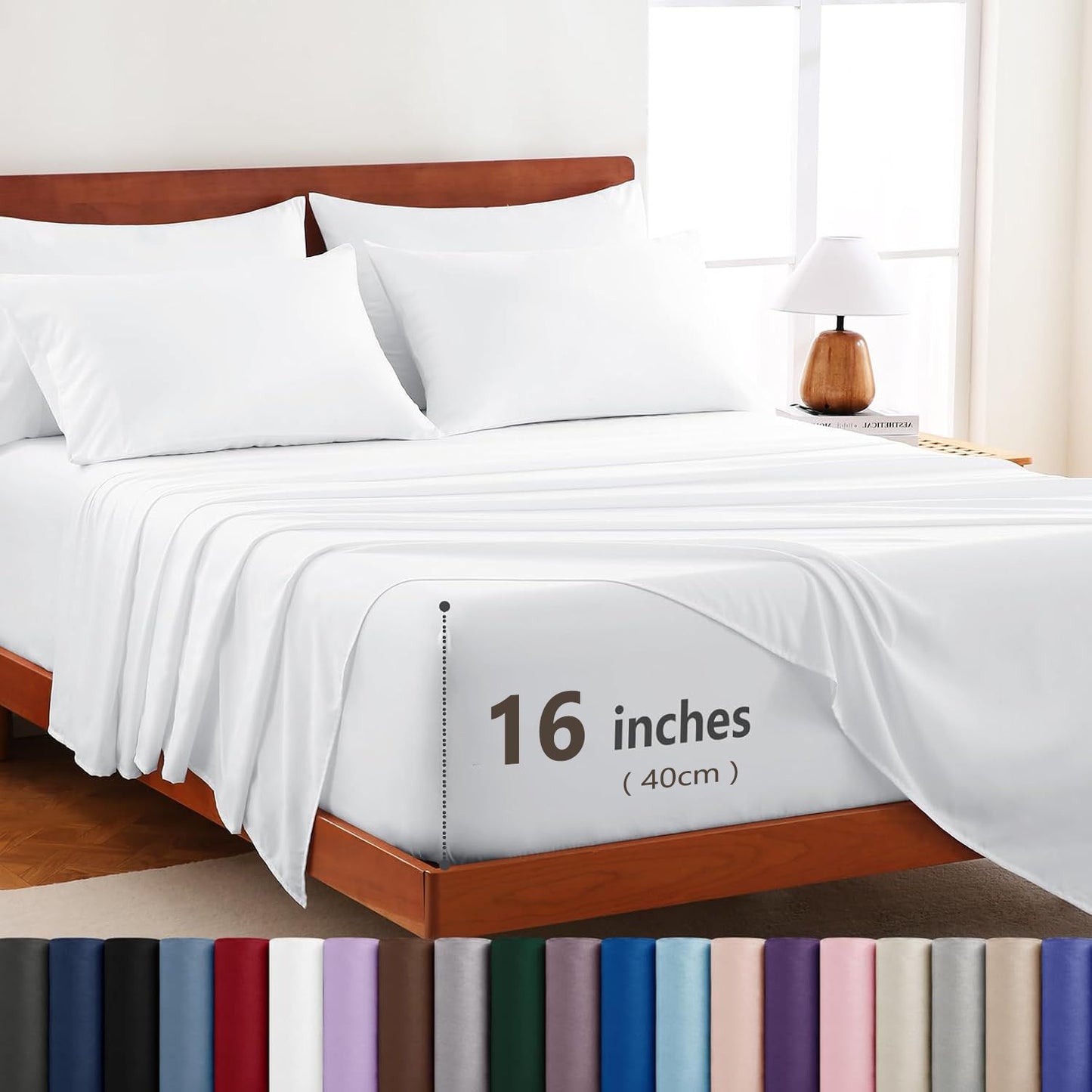 Hotel Soft Bed Sheet Set- Bedding Sheets & Pillowcases -Breathable Bedding - Wrinkle, Fade, Stain Resistant-Deep Pocket Flat Fitted Bed Sheet Set(Raw white,King)