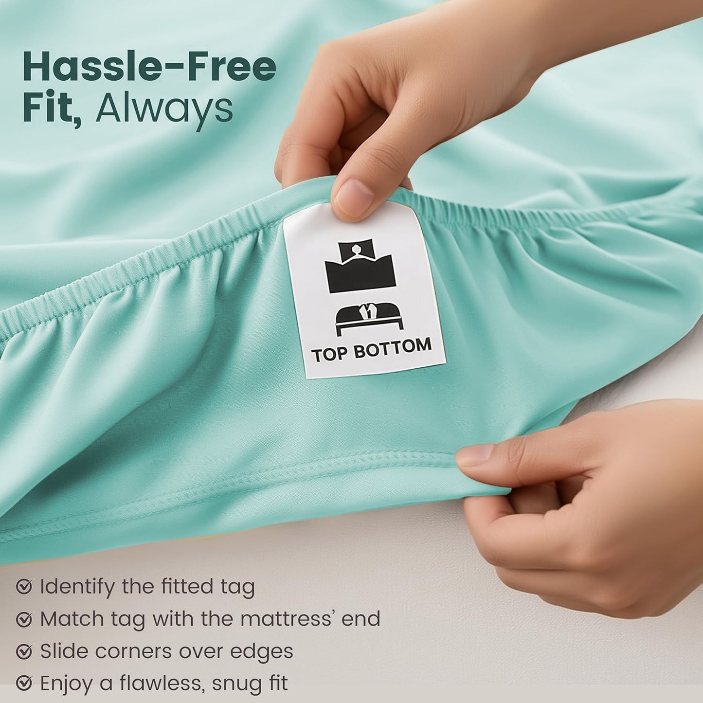Hotel Quality Fitted Sheet - 1 Piece Fitted Sheet  -Breathable Bedding - Wrinkle, Fade, Stain Resistant- 16inch/40cm Deep Pocket Fitted Bed Sheet-Wrinkle and Fade Resistant,(Ice blue,King)