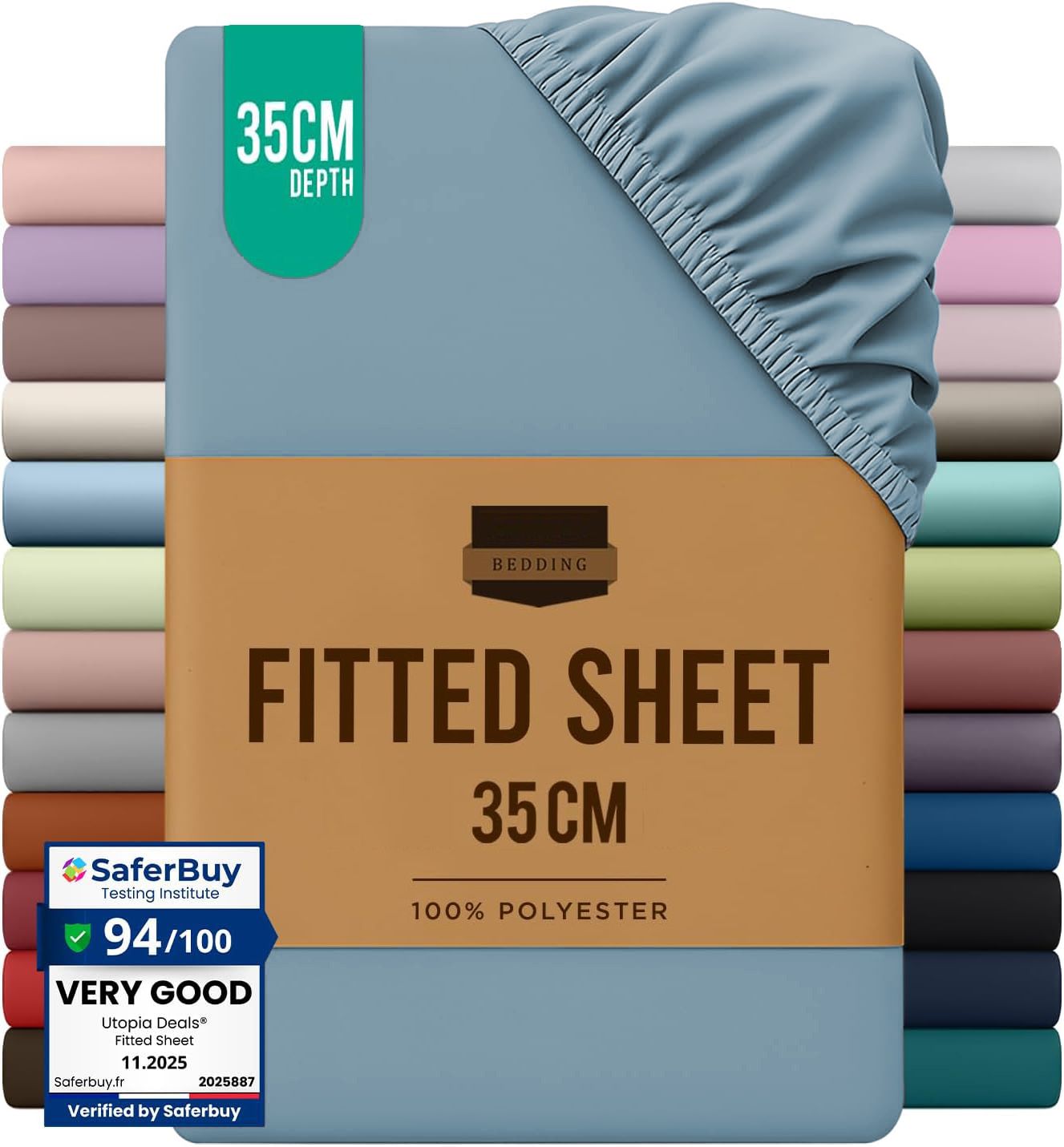 Hotel Quality Fitted Sheet - 1 Piece Fitted Sheet  -Breathable Bedding - Wrinkle, Fade, Stain Resistant- 16inch/40cm Deep Pocket Fitted Bed Sheet-Wrinkle and Fade Resistant,(Ocean,King)