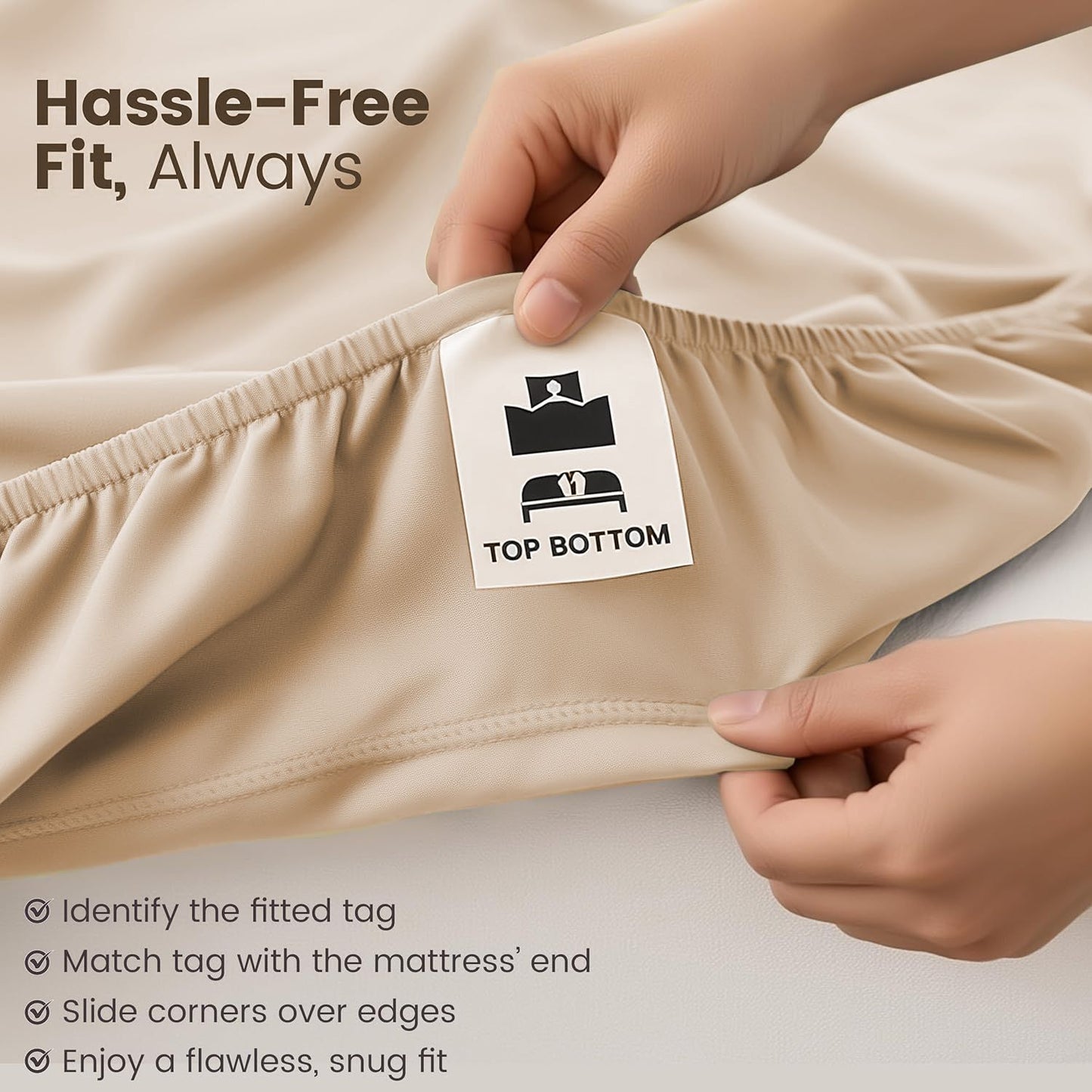 Hotel Quality Fitted Sheet - 1 Piece Fitted Sheet  -Breathable Bedding - Wrinkle, Fade, Stain Resistant- 16inch/40cm Deep Pocket Fitted Bed Sheet-Wrinkle and Fade Resistant,(Cream White,King)