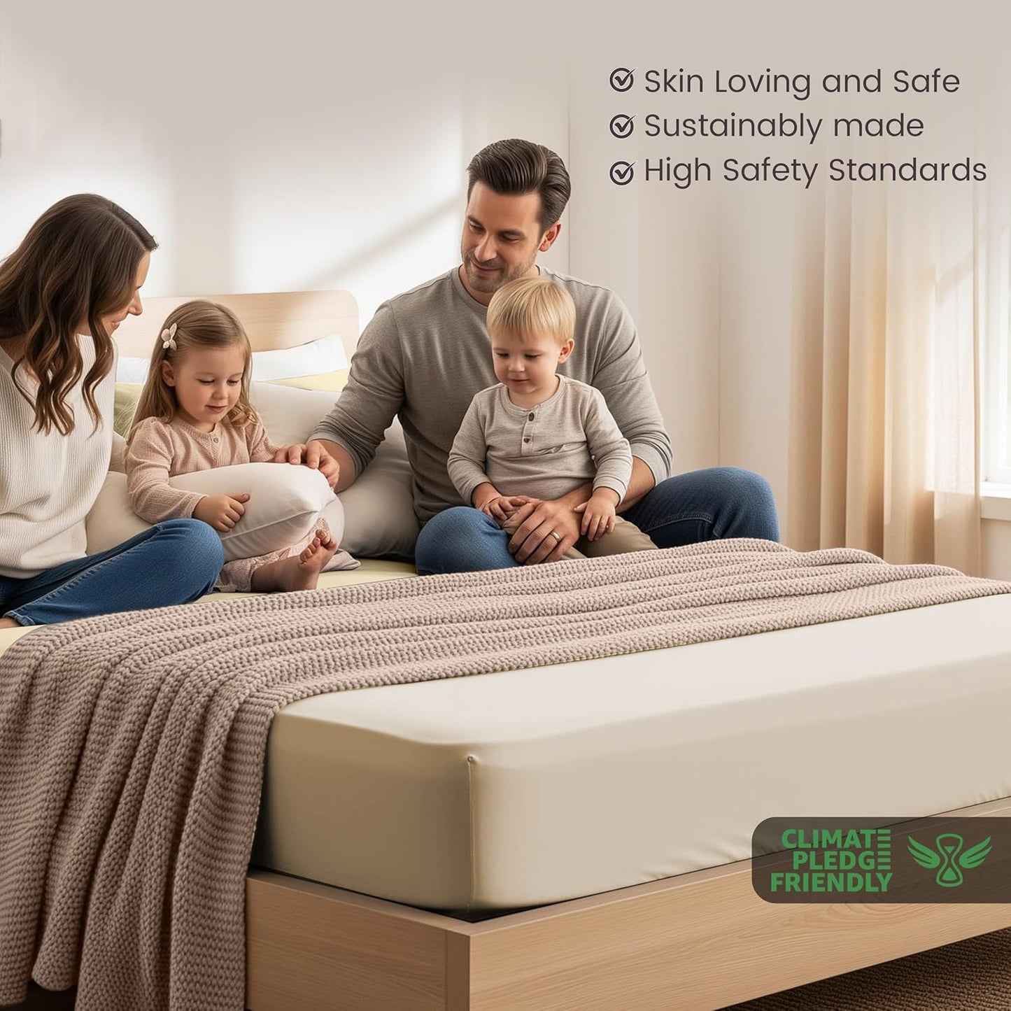 Hotel Quality Fitted Sheet - 1 Piece Fitted Sheet  -Breathable Bedding - Wrinkle, Fade, Stain Resistant- 16inch/40cm Deep Pocket Fitted Bed Sheet-Wrinkle and Fade Resistant,(Cream White,King)