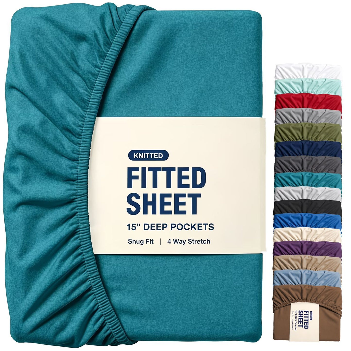 Hotel Quality Fitted Sheet - 1 Piece Fitted Sheet  -Breathable Bedding - Wrinkle, Fade, Stain Resistant- 16inch/40cm Deep Pocket Fitted Bed Sheet-Wrinkle and Fade Resistant,(Biscay blue,King)
