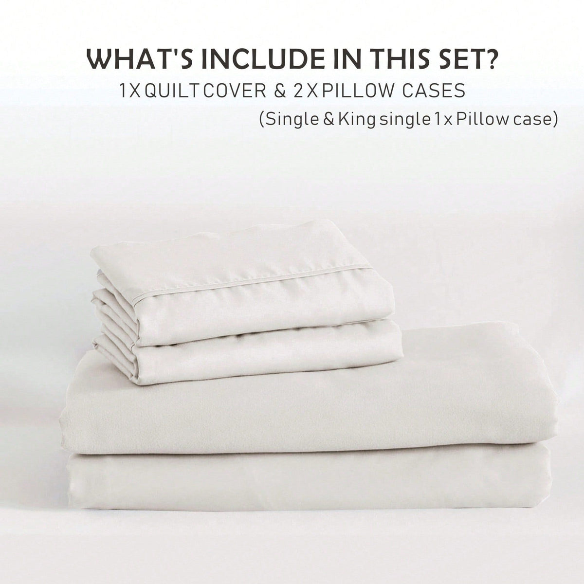 Hotel Soft Microfiber Duvet Cover Set-2000TC Quilt Cover Set & Pillowcases -1 Donna Cover Zipper Closure & 1 x Pillowcases-Breathable Bedding - Wrinkle, Fade, Stain Resistant(Raw white,King Single)