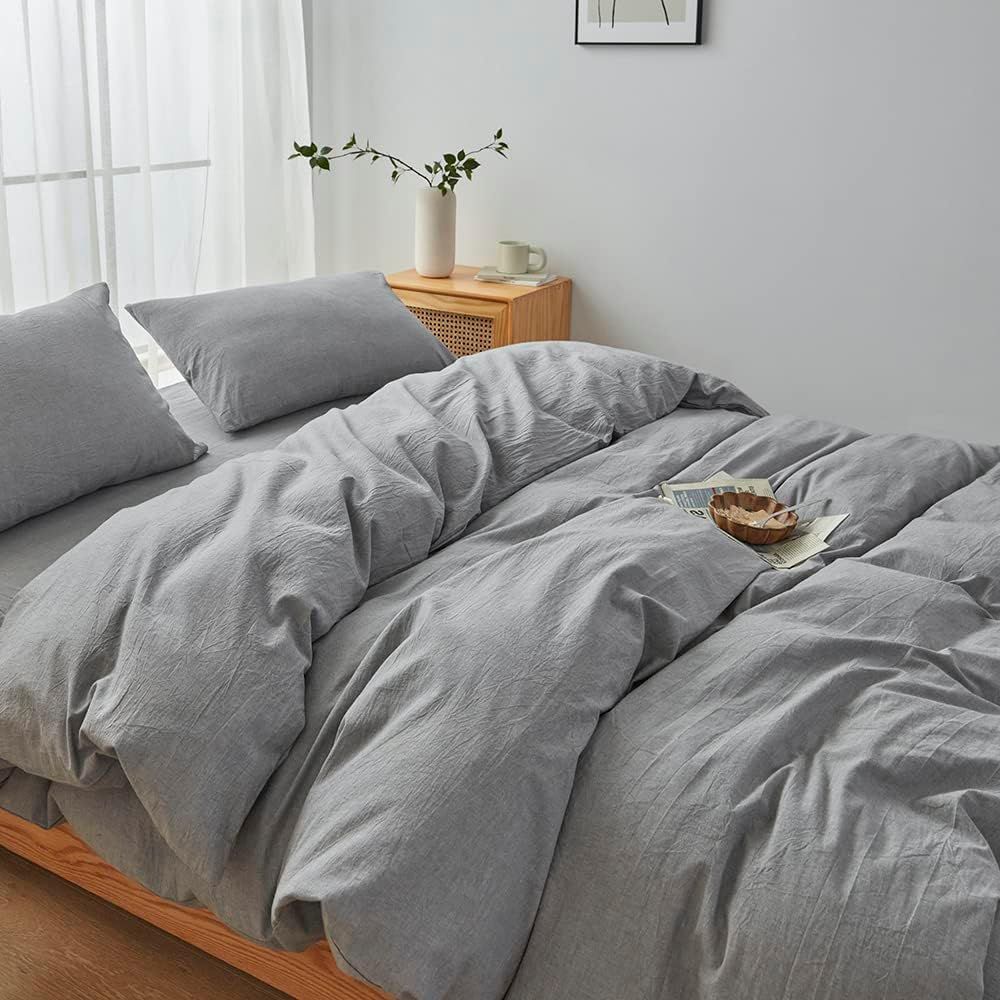 Hotel Soft Microfiber Duvet Cover Set-2000TC Quilt Cover Set & Pillowcases -1 Donna Cover Zipper Closure & 1 x Pillowcases-Breathable Bedding - Wrinkle, Fade, Stain Resistant(Grey,King Single)