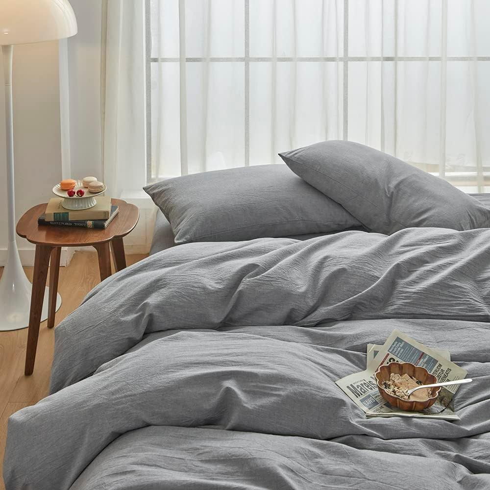 Hotel Soft Microfiber Duvet Cover Set-2000TC Quilt Cover Set & Pillowcases -1 Donna Cover Zipper Closure & 1 x Pillowcases-Breathable Bedding - Wrinkle, Fade, Stain Resistant(Grey,King Single)