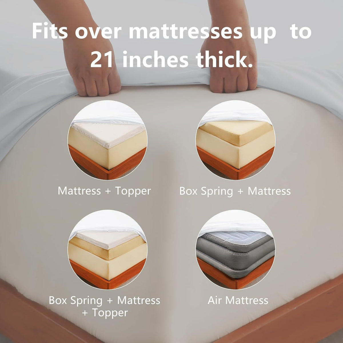 Hotel Soft Bed Sheet Set- Bedding Sheets & Pillowcases -Breathable Bedding - Wrinkle, Fade, Stain Resistant-Deep Pocket Flat Fitted Bed Sheet Set(Raw white,King Single)
