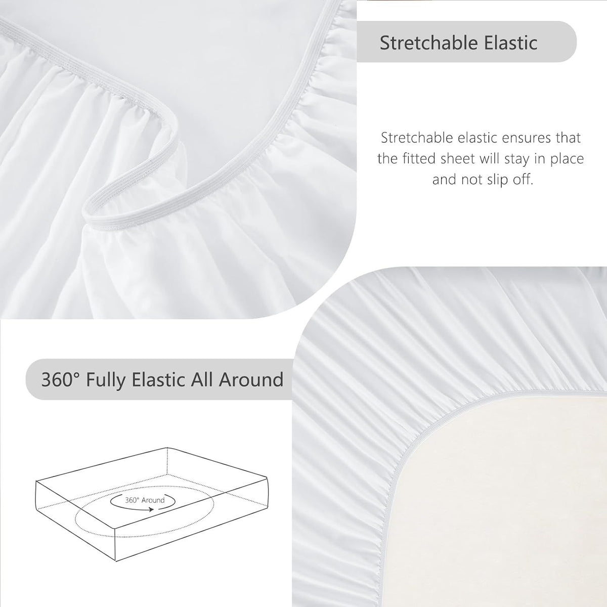 Hotel Soft Bed Sheet Set- Bedding Sheets & Pillowcases -Breathable Bedding - Wrinkle, Fade, Stain Resistant-Deep Pocket Flat Fitted Bed Sheet Set(Raw white,King Single)