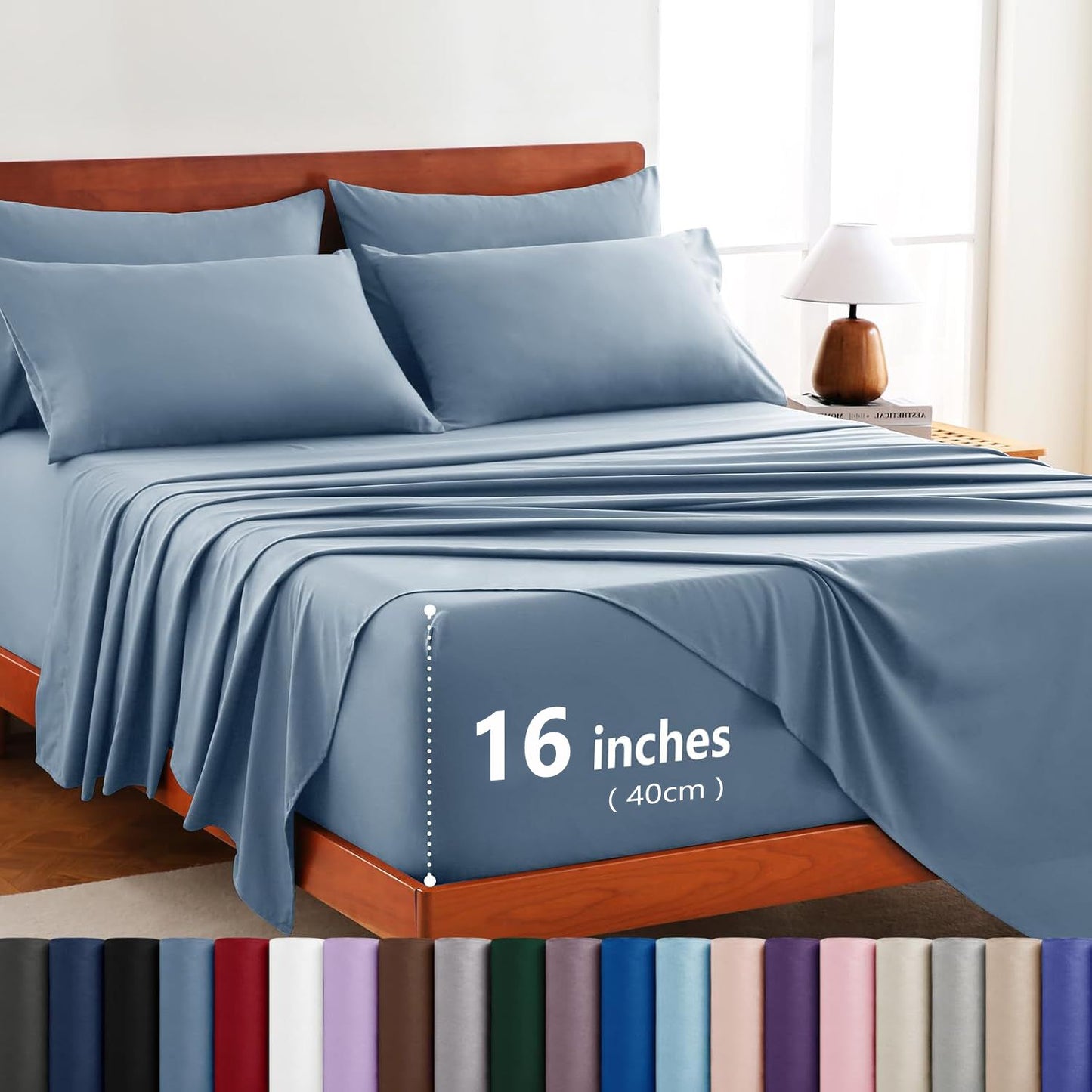 Hotel Soft Bed Sheet Set- Bedding Sheets & Pillowcases -Breathable Bedding - Wrinkle, Fade, Stain Resistant-Deep Pocket Flat Fitted Bed Sheet Set(Ocean,King Single)