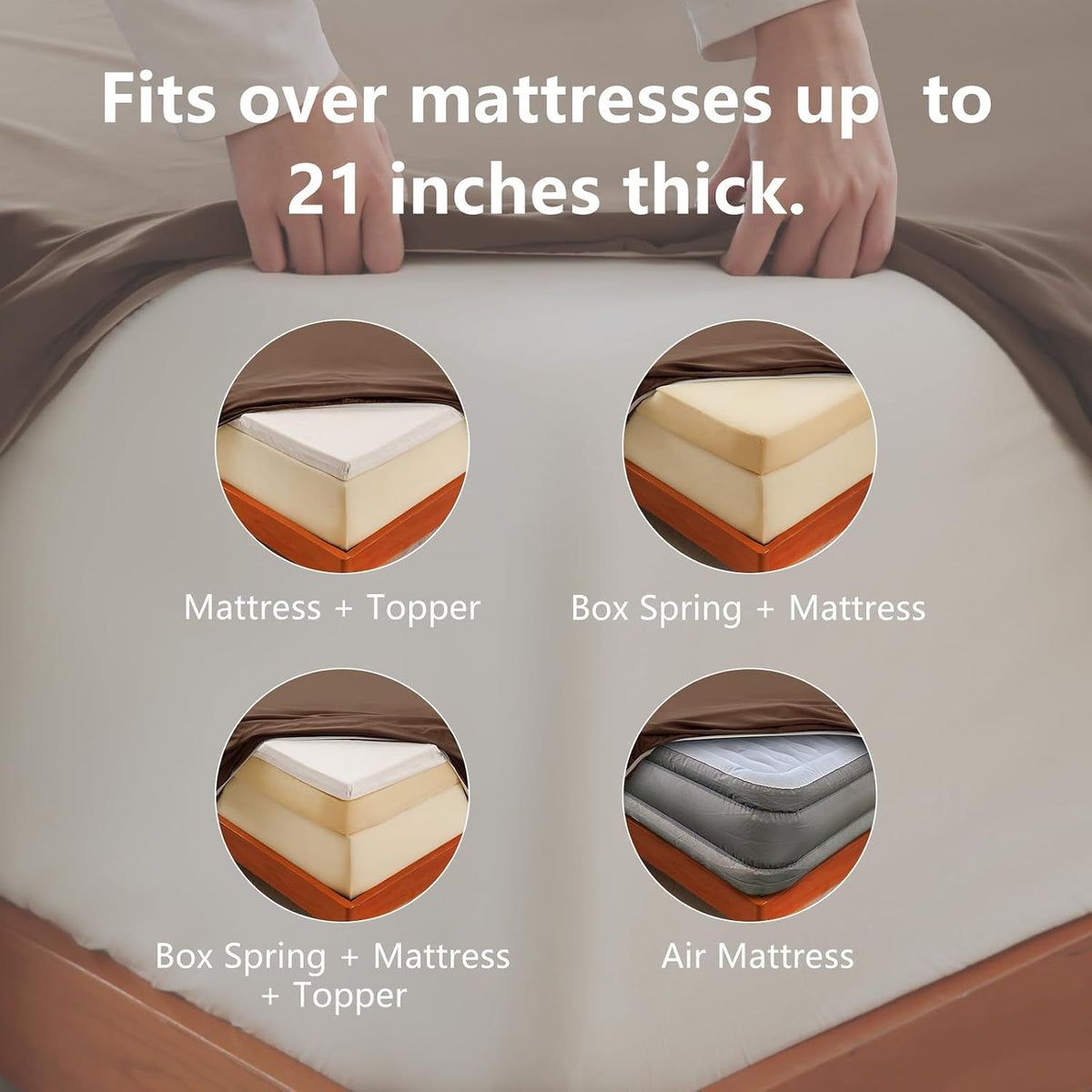 Hotel Soft Bed Sheet Set- Bedding Sheets & Pillowcases -Breathable Bedding - Wrinkle, Fade, Stain Resistant-Deep Pocket Flat Fitted Bed Sheet Set(Chocolate,King Single)